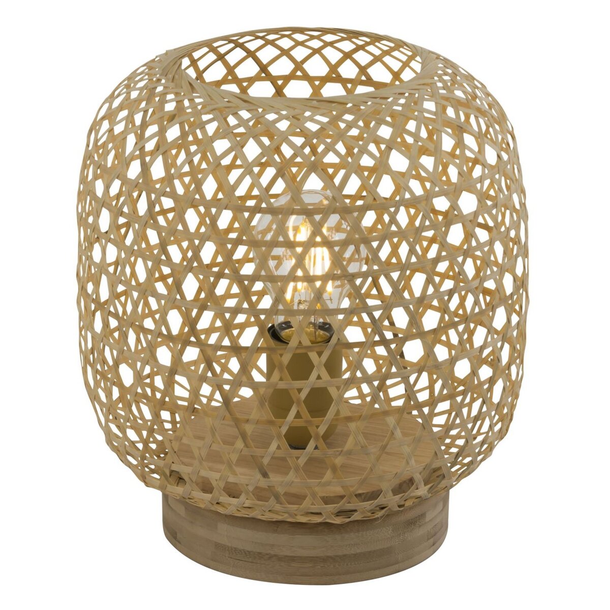 GLOBO Lampe à poser design bambou Mirena - Diam. 23 x H. 27 cm - Beige naturel