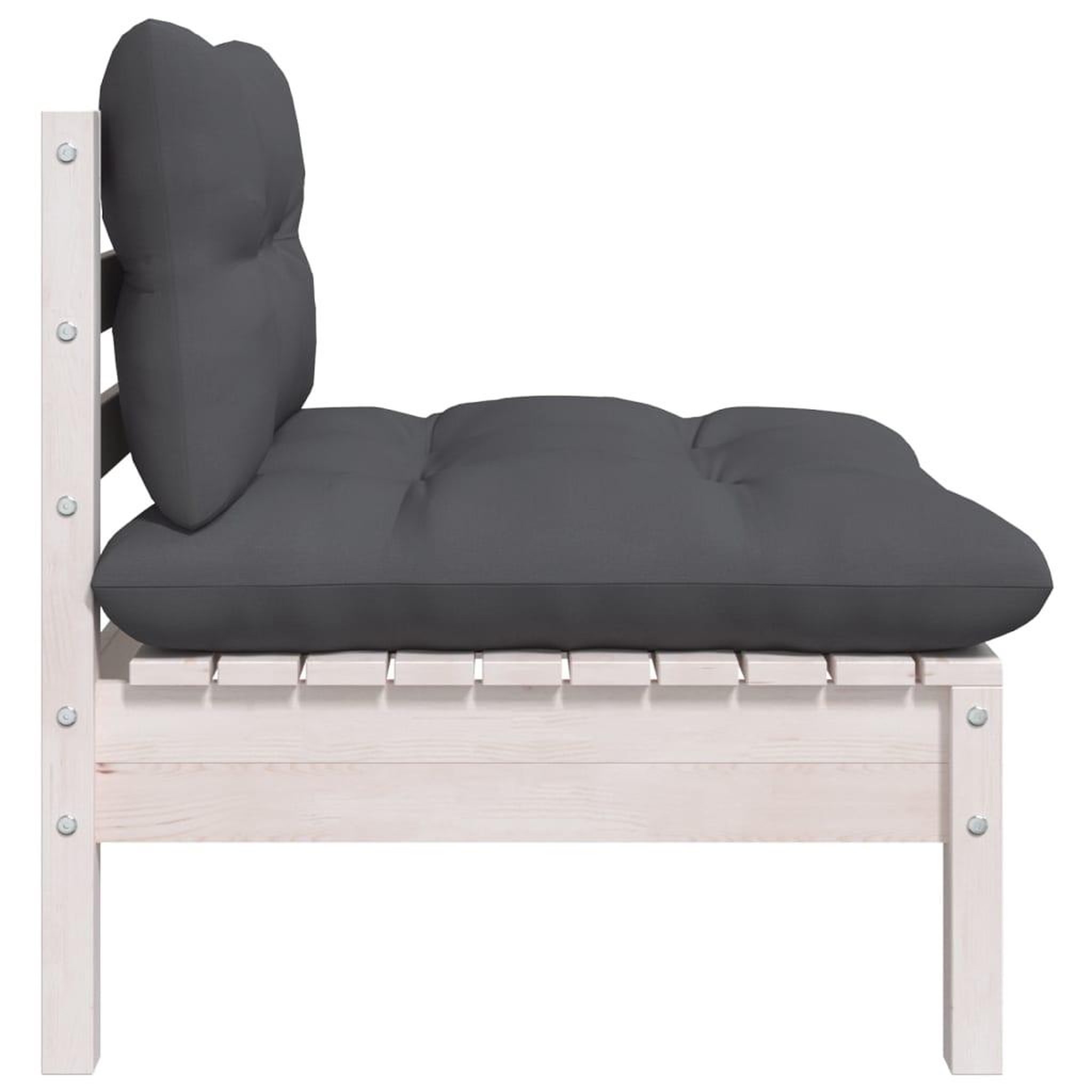 Voir la diapositive 3 : VIDAXL Canape central de jardin avec coussins Blanc Bois de pin massif