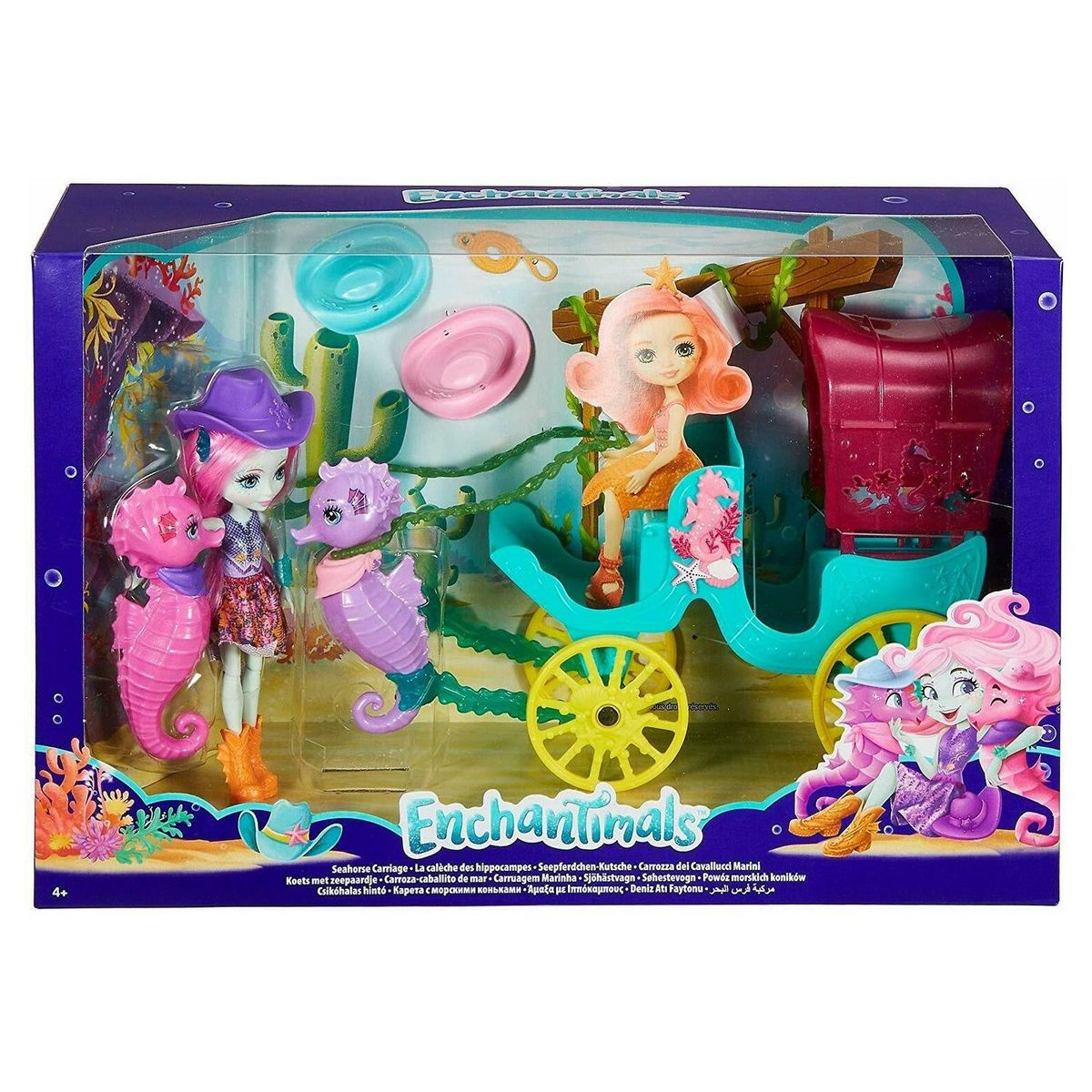 MATTEL Enchantimals - Poupée Sandella et la calèche des Hippocampes Style Western