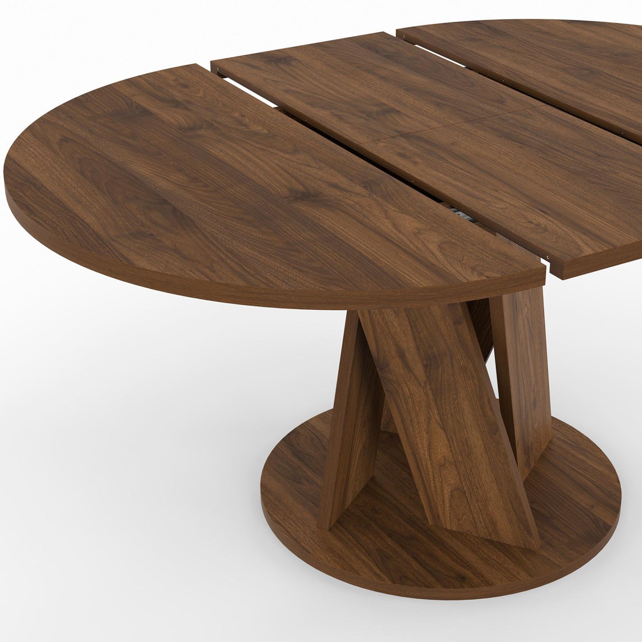 Voir la diapositive 6 : ID MARKET Table à manger extensible ronde jasmine 4-8 personnes pied central noyer 110-150 cm