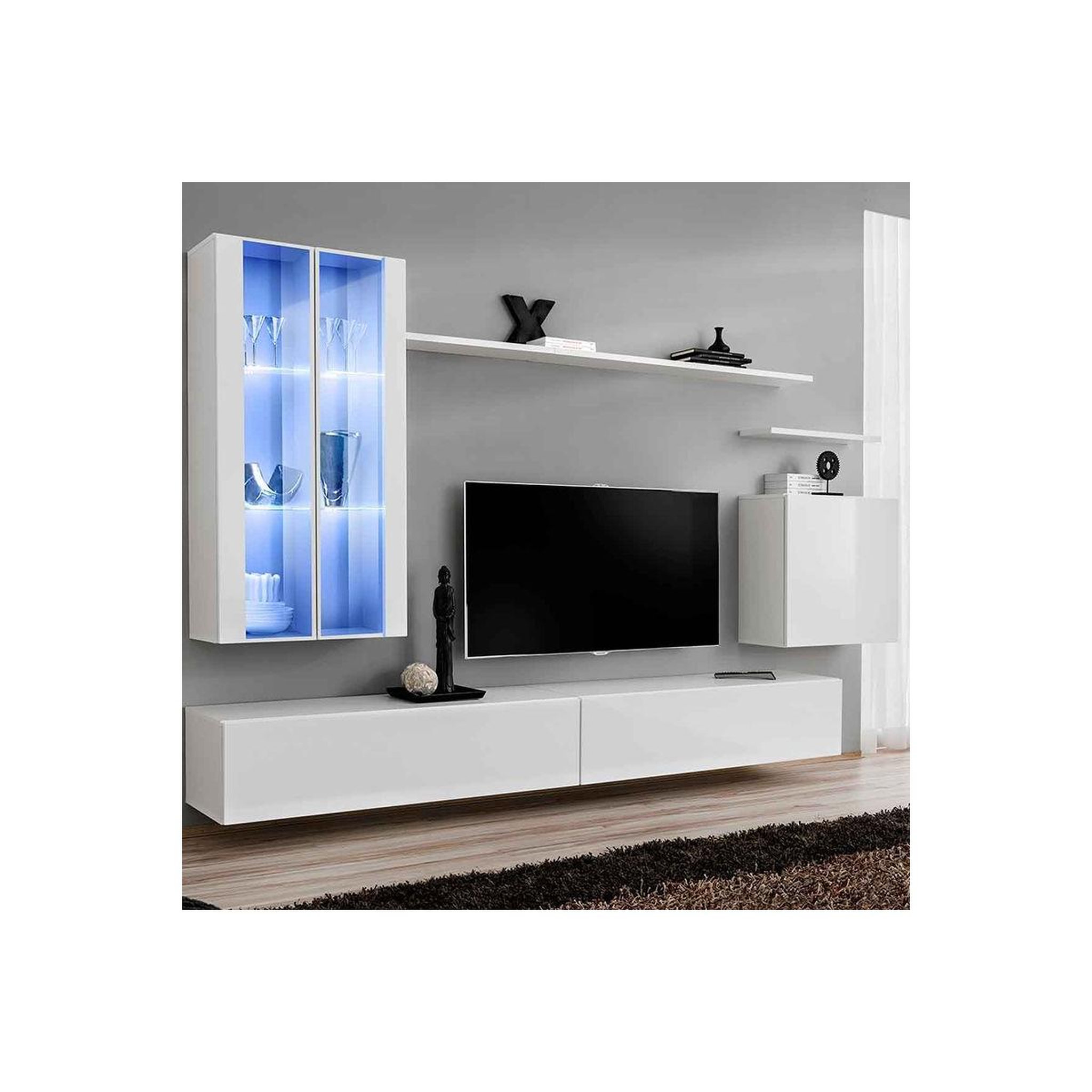 Paris Prix Meuble tv mural design  switch xii  270cm blanc