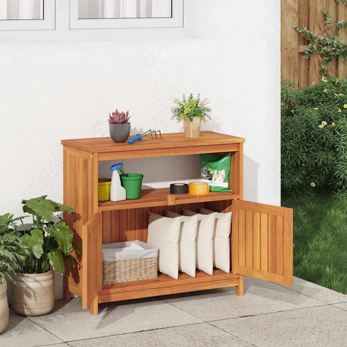 VIDAXL Table console de jardin 80x35x75 cm bois massif d'acacia