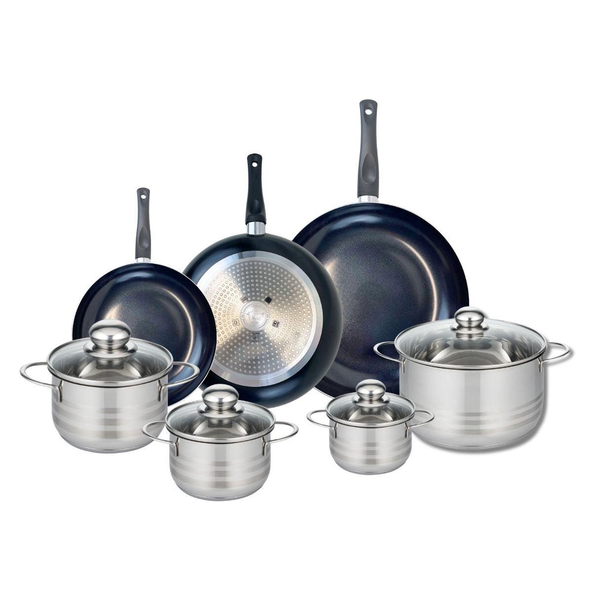 ELO Ensemble de 3 poêles de cuisson 20, 24 et 28 cm et 4 faitouts 12, 14, 16 et 20 cm elo prima brillant
