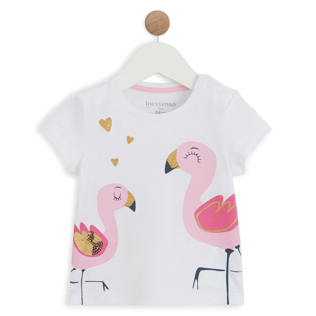 INEXTENSO T-shirt flamant rose bébé fille
