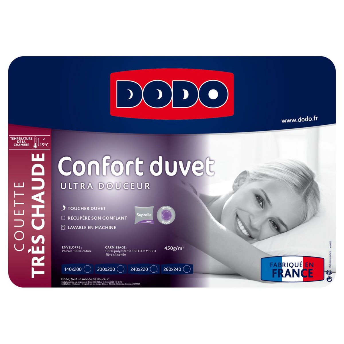 DODO Couette très chaude Suprelle Micro 450 g/m² CONFORT DUVET