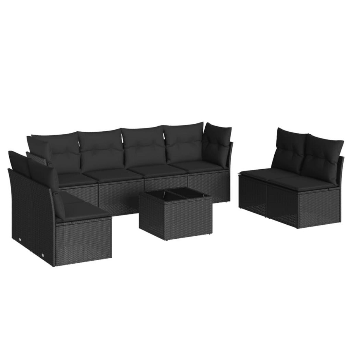 VIDAXL Salon de jardin 9 pcs avec coussins noir resine tressee