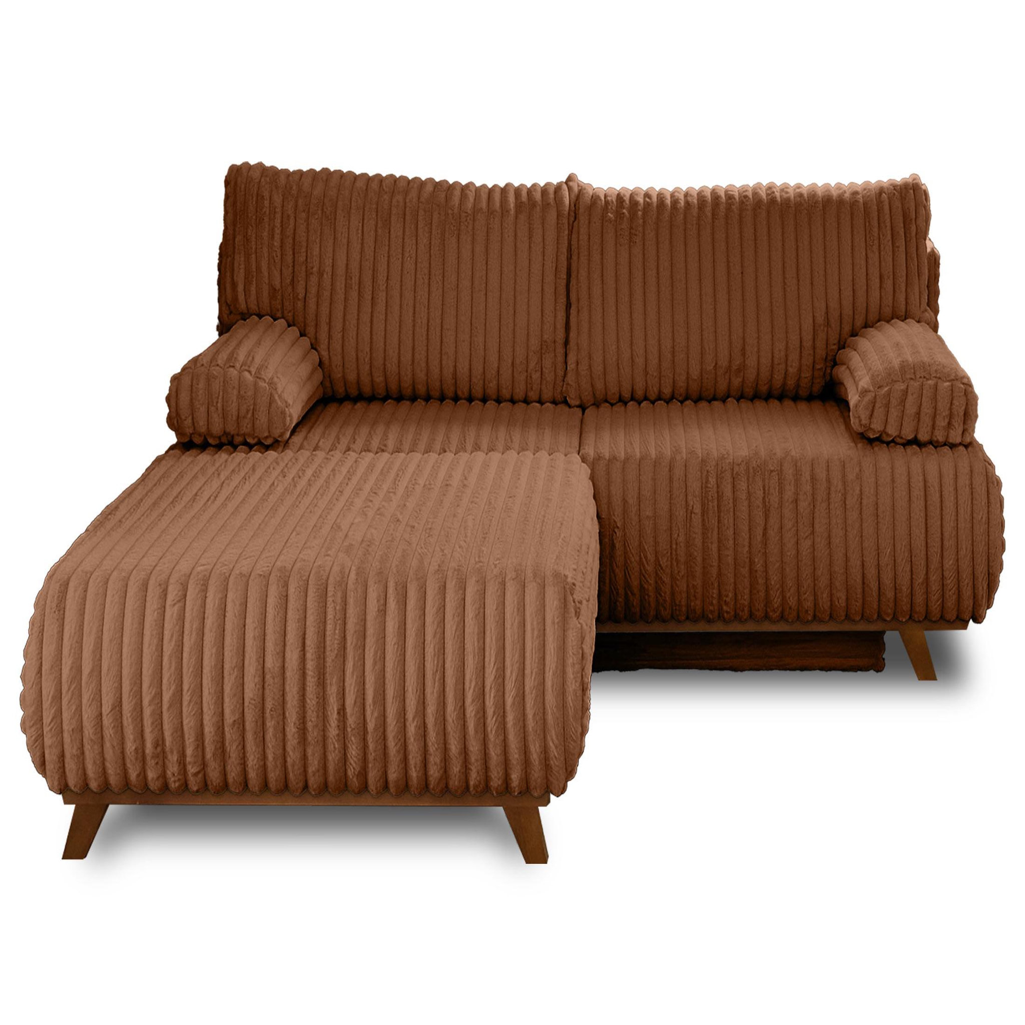 Voir la diapositive 1 : BEST MOBILIER Cristal - canapé 3 places - convertible avec coffre et grand pouf - en fausse fourrure côtelée