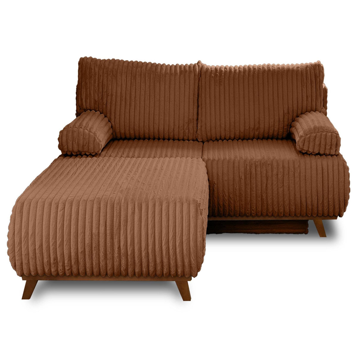 BEST MOBILIER Cristal - canapé 3 places - convertible avec coffre et grand pouf - en fausse fourrure côtelée