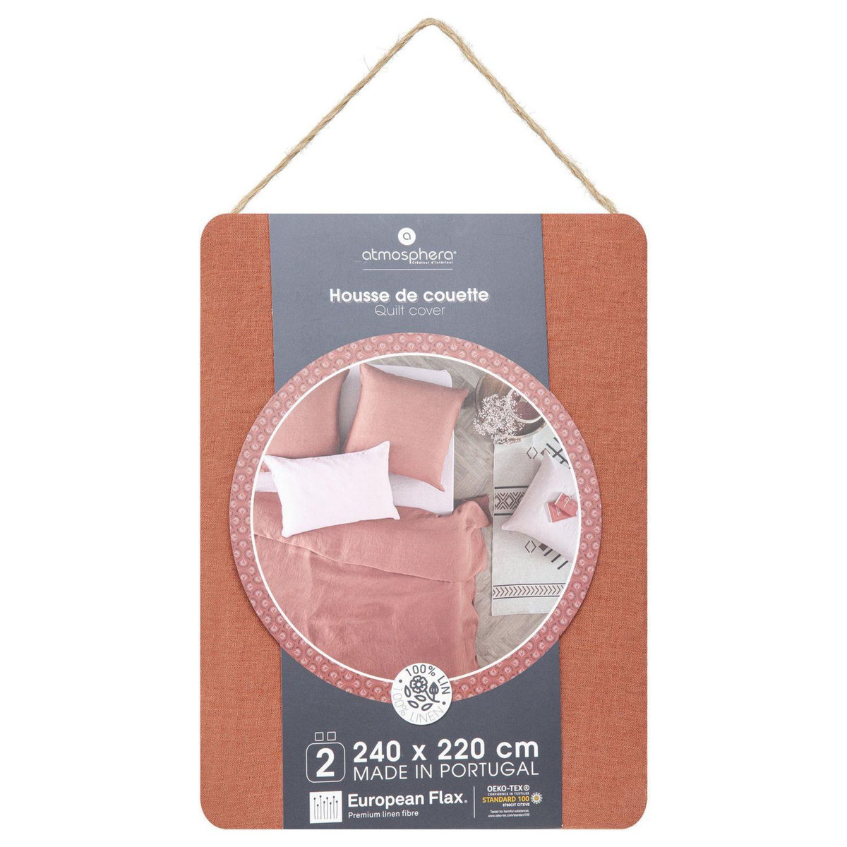 ATMOSPHERA Housse de couette 2 places Morning Sunshine 100% Lin