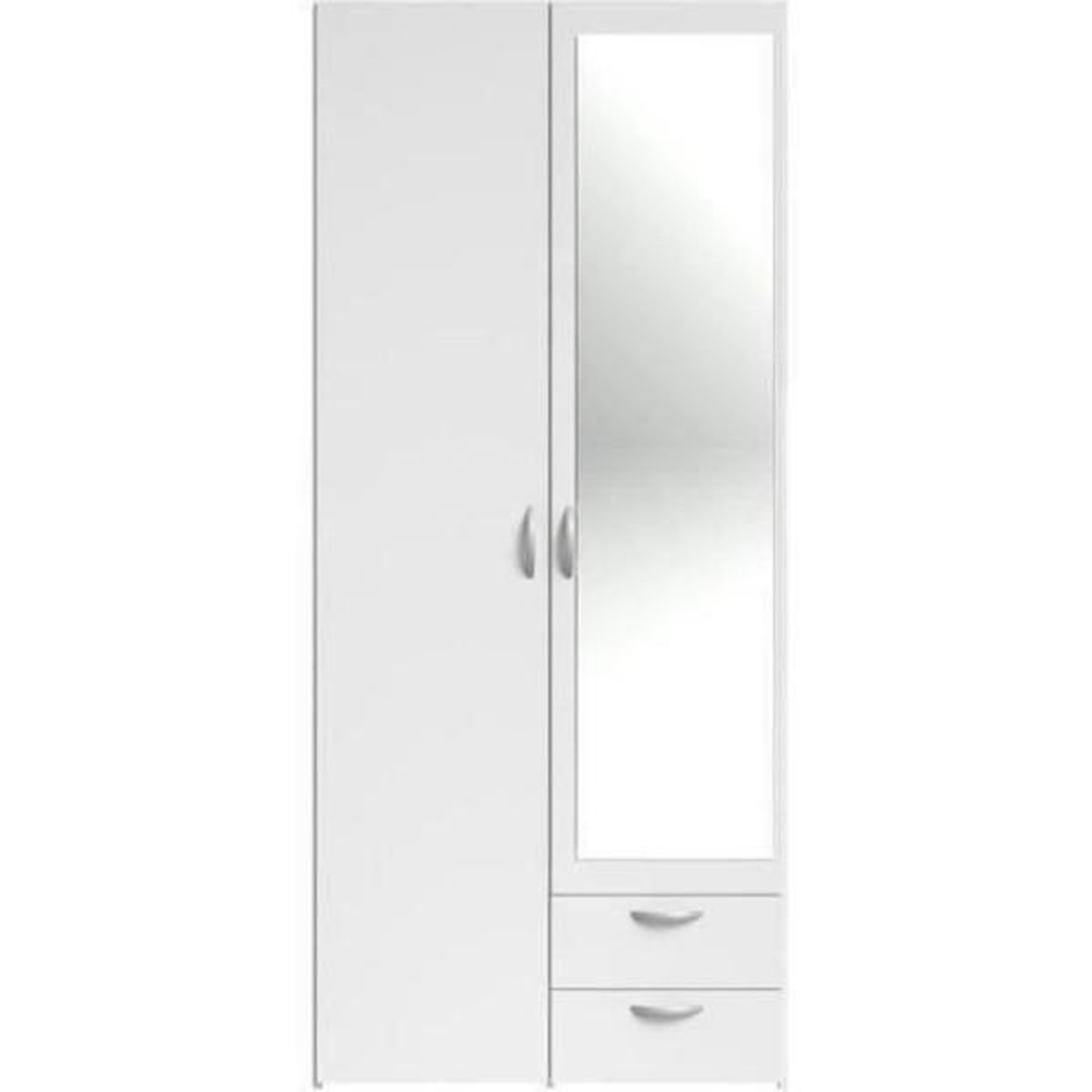 PARISOT Armoire VARIA - Décor blanc - 2 portes battantes + 1 miroir + 2 tiroirs - L 81 x H 185 x P 51 cm - PARISOT