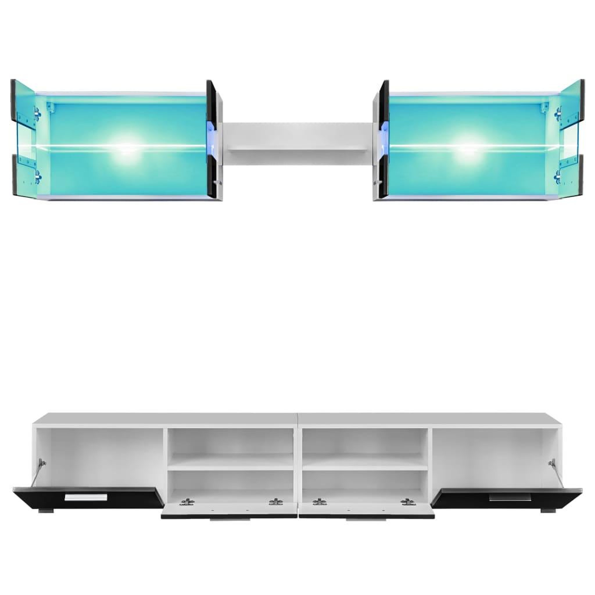 Voir la diapositive 4 : VIDAXL Ensemble mural pour TV 5 pcs avec lumieres LED Noir brillant