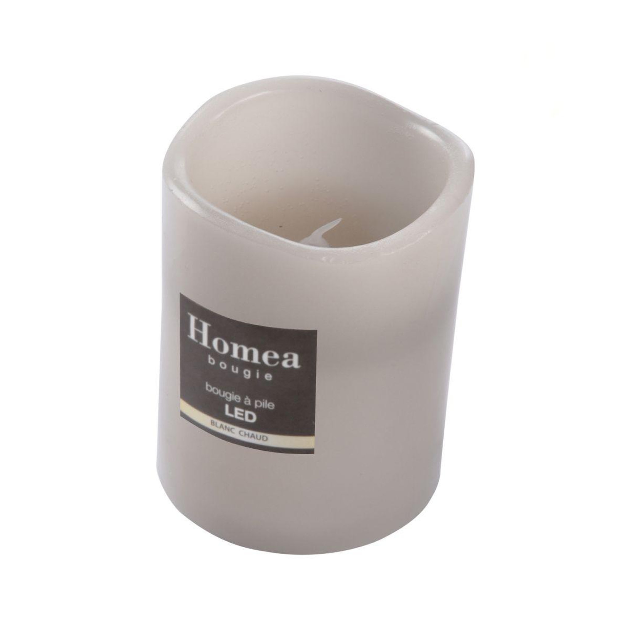 Voir la diapositive 2 : HOMEA Bougie Pilier LED  Jasper  12cm Gris Clair