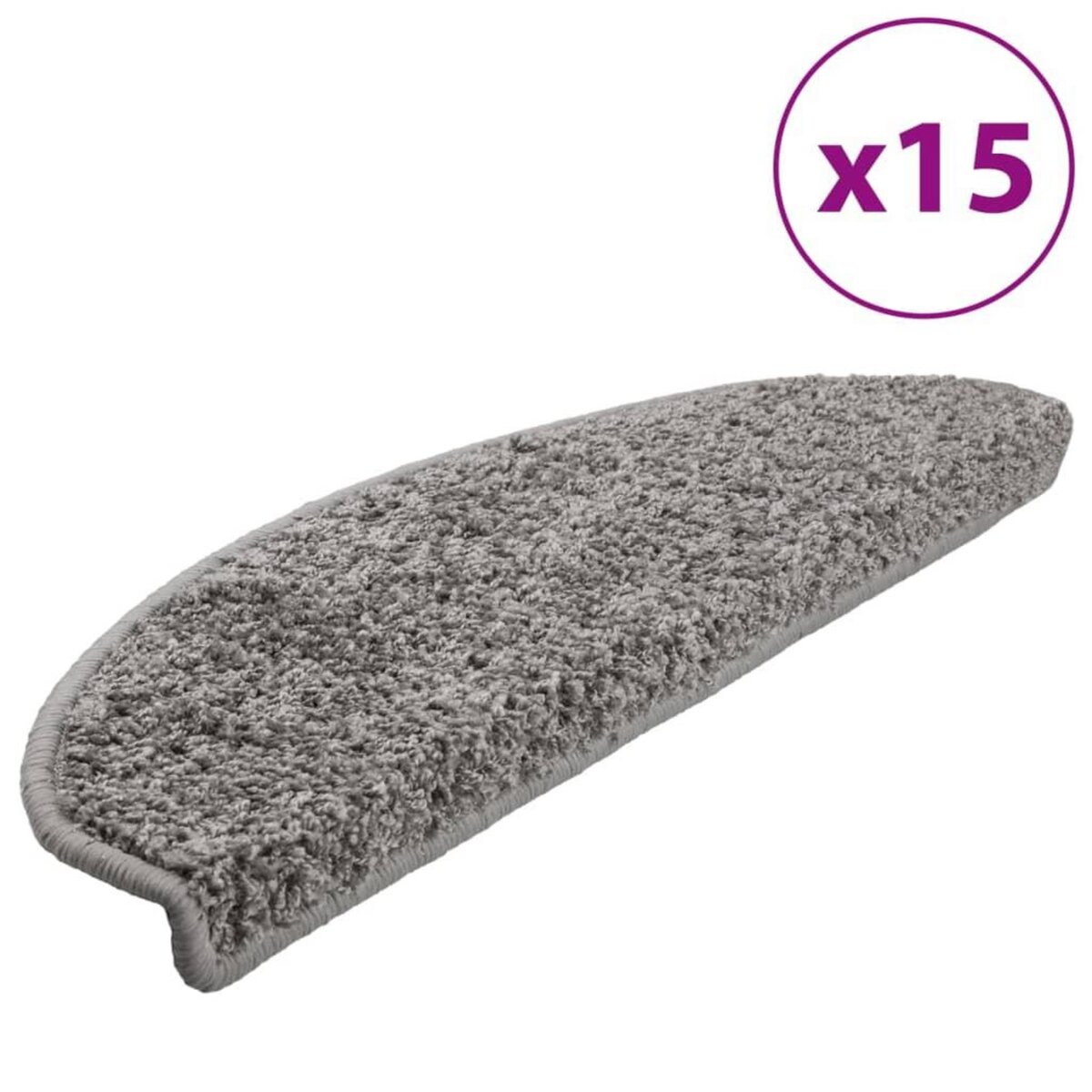 VIDAXL Tapis d'escalier 15 pcs gris 65x21x4 cm