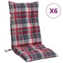 Voir la diapositive 2 : VIDAXL Coussins de chaise a dossier haut lot de 6 motif carreaux rouge