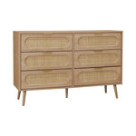 SWEEEK Commode. Eva. 6 tiroirs. décor bois. cannage arrondi L 120 x l 39 x H 79cm