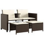 Voir la diapositive 4 : VIDAXL Canape de jardin 2 places avec table et tabourets marron rotin