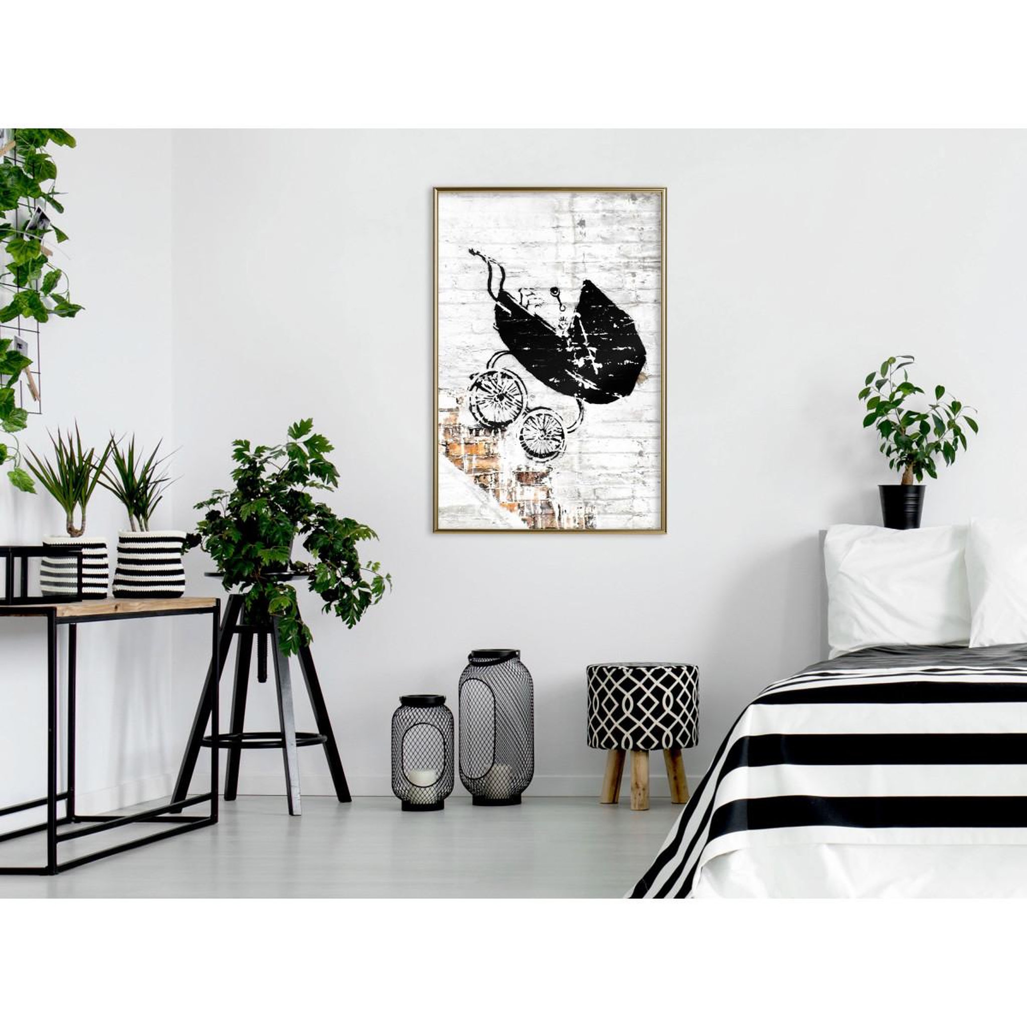 Voir la diapositive 2 : Paris Prix Affiche murale encadrée  banksy baby stroller