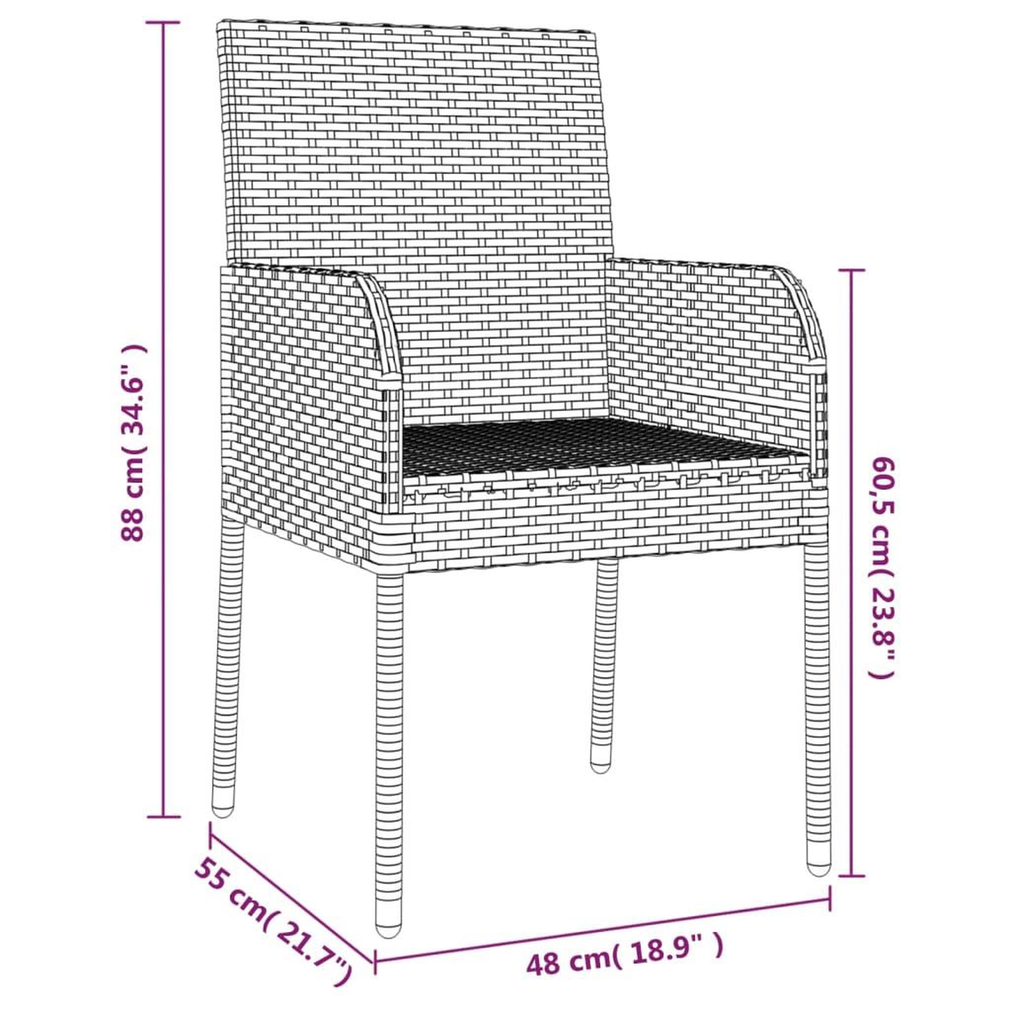 Voir la diapositive 6 : VIDAXL Ensemble a manger de jardin 3 pcs coussins gris resine tressee