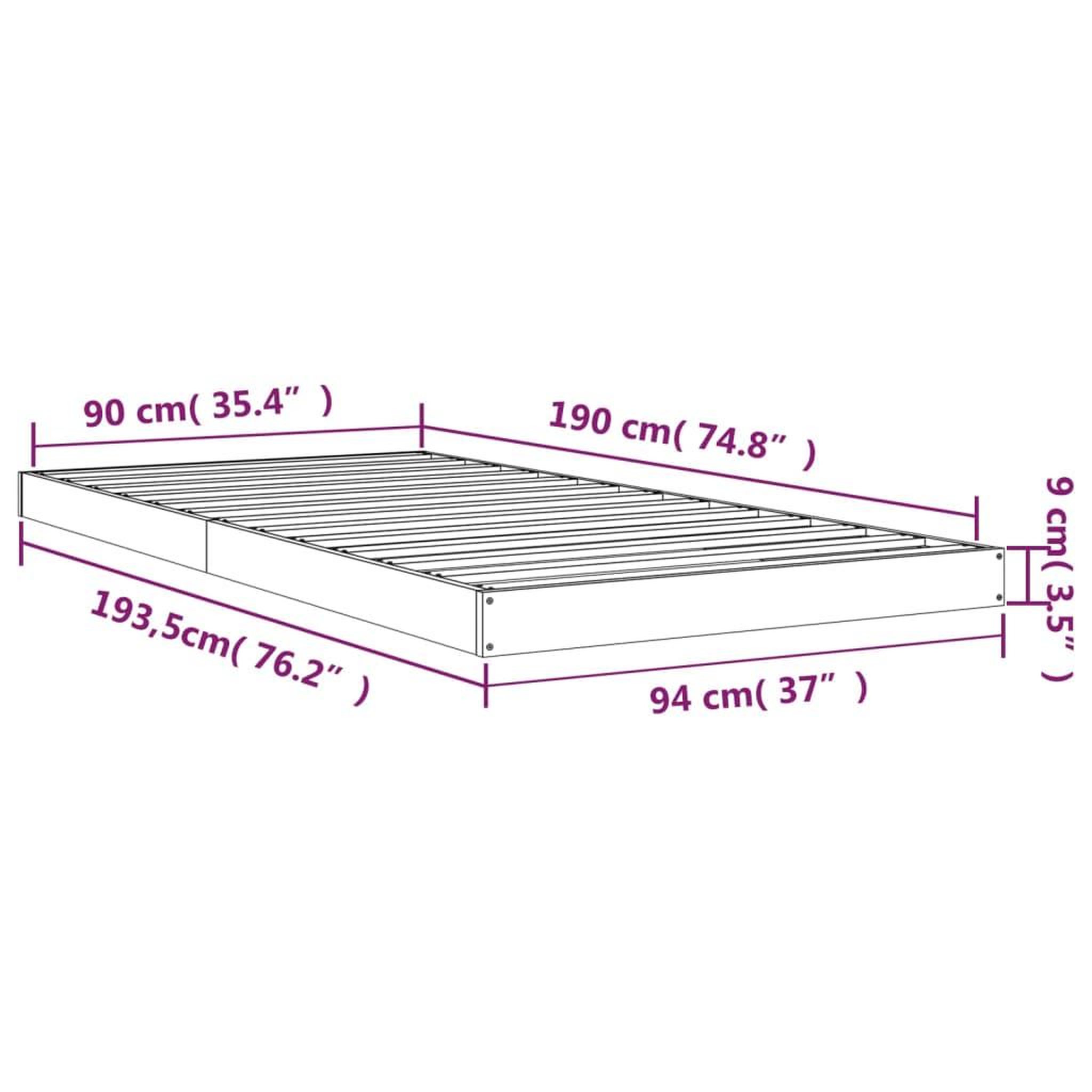 Voir la diapositive 6 : VIDAXL Cadre de lit sans matelas blanc 90x190 cm bois de pin massif