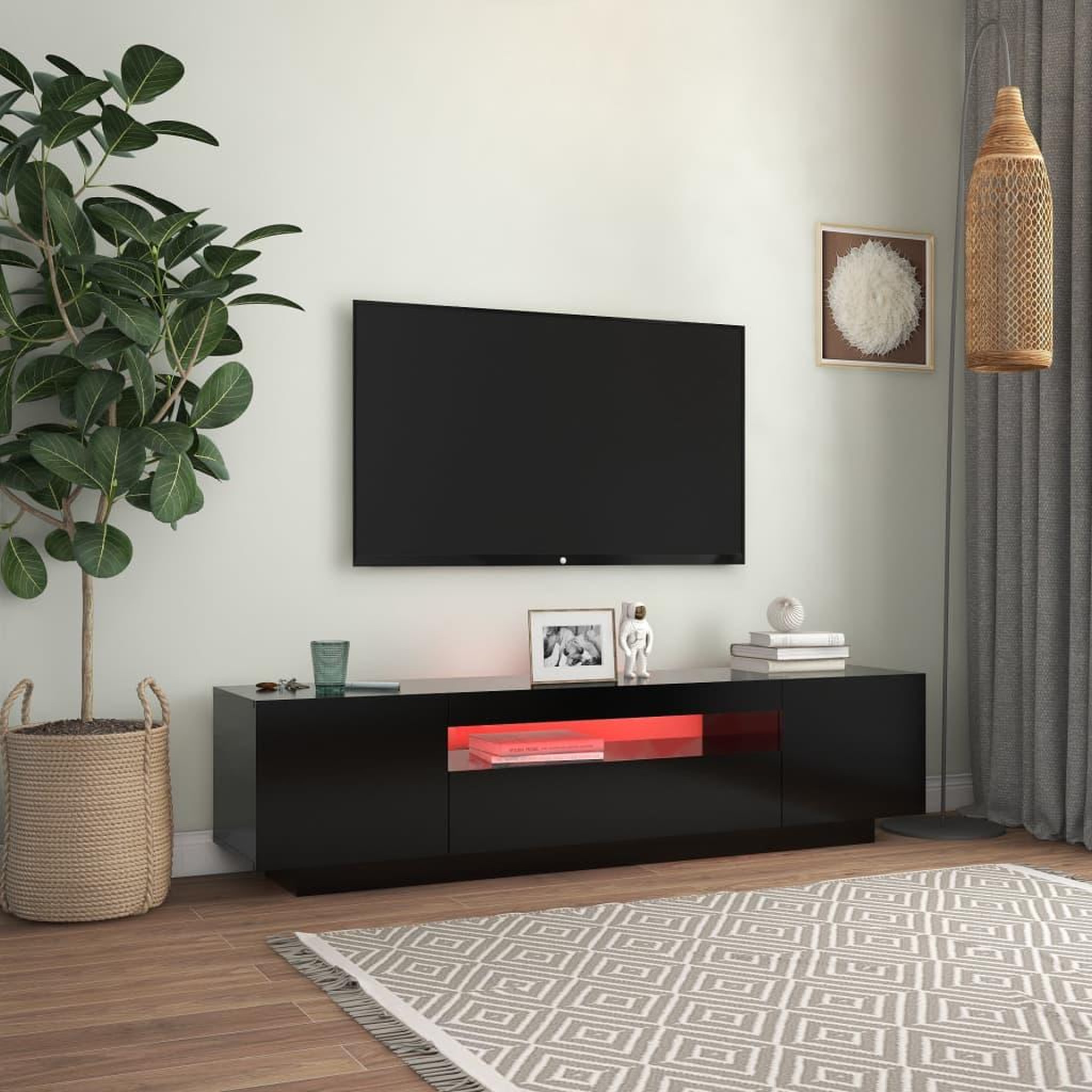 Voir la diapositive 4 : VIDAXL Meuble TV avec lumieres LED noir 160x35x40 cm