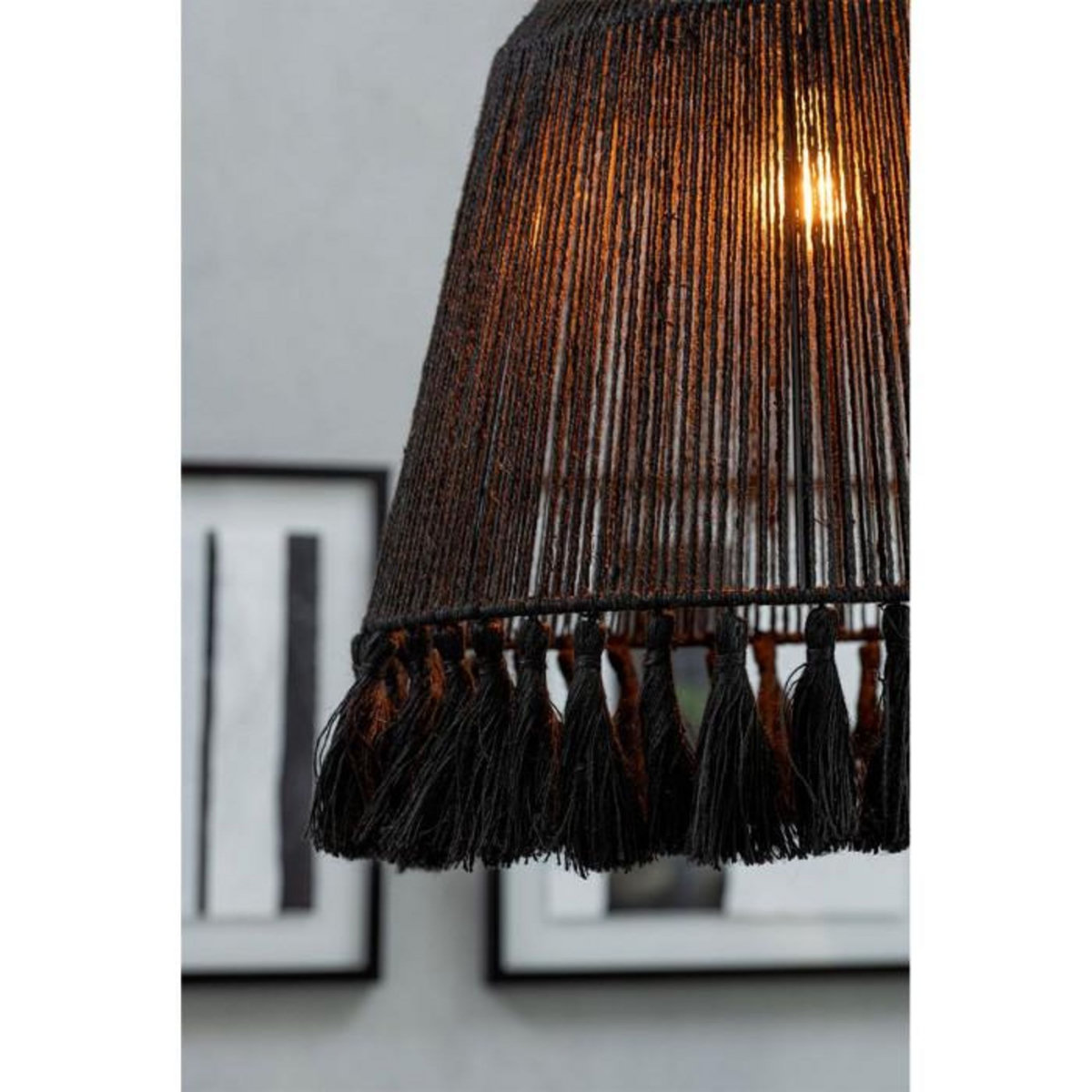 Paris Prix Lampe Suspension en Jute  Celia  53cm Noir