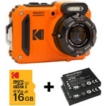 Kodak Appareil photo Compact WPZ2 Orange + 1 Batterie + Carte 16 Go