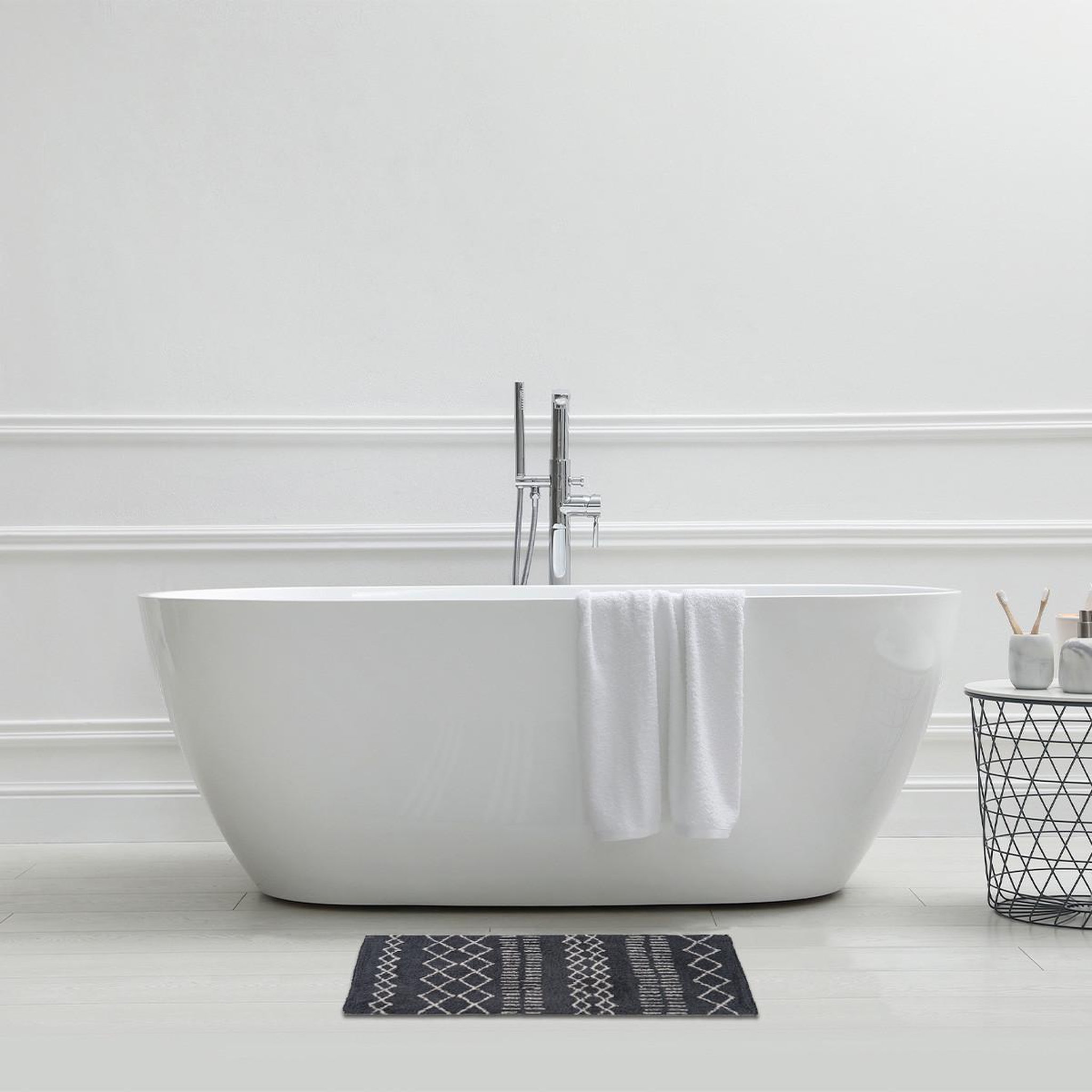 Voir la diapositive 3 : GUY LEVASSEUR Tapis de bain déco ethnique en coton 50x80cm