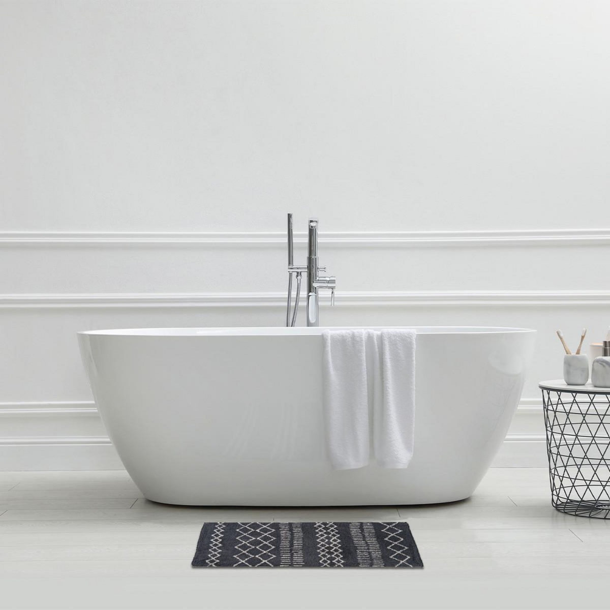 GUY LEVASSEUR Tapis de bain déco ethnique en coton 50x80cm