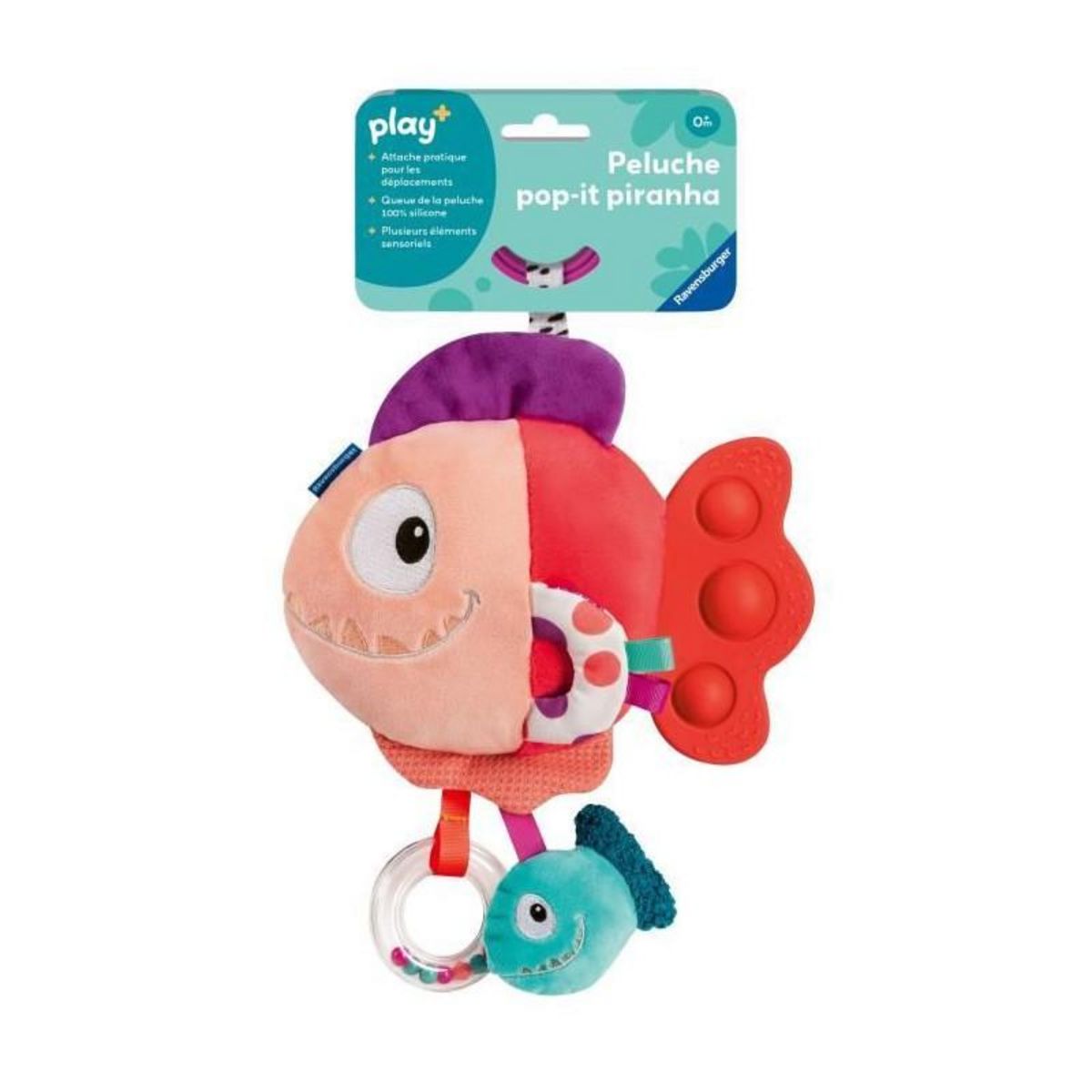 RAVENSBURGER Ravensburger -PLAY + - Peluche pop-it piranha rouge - Des la naissance - version française - 34015