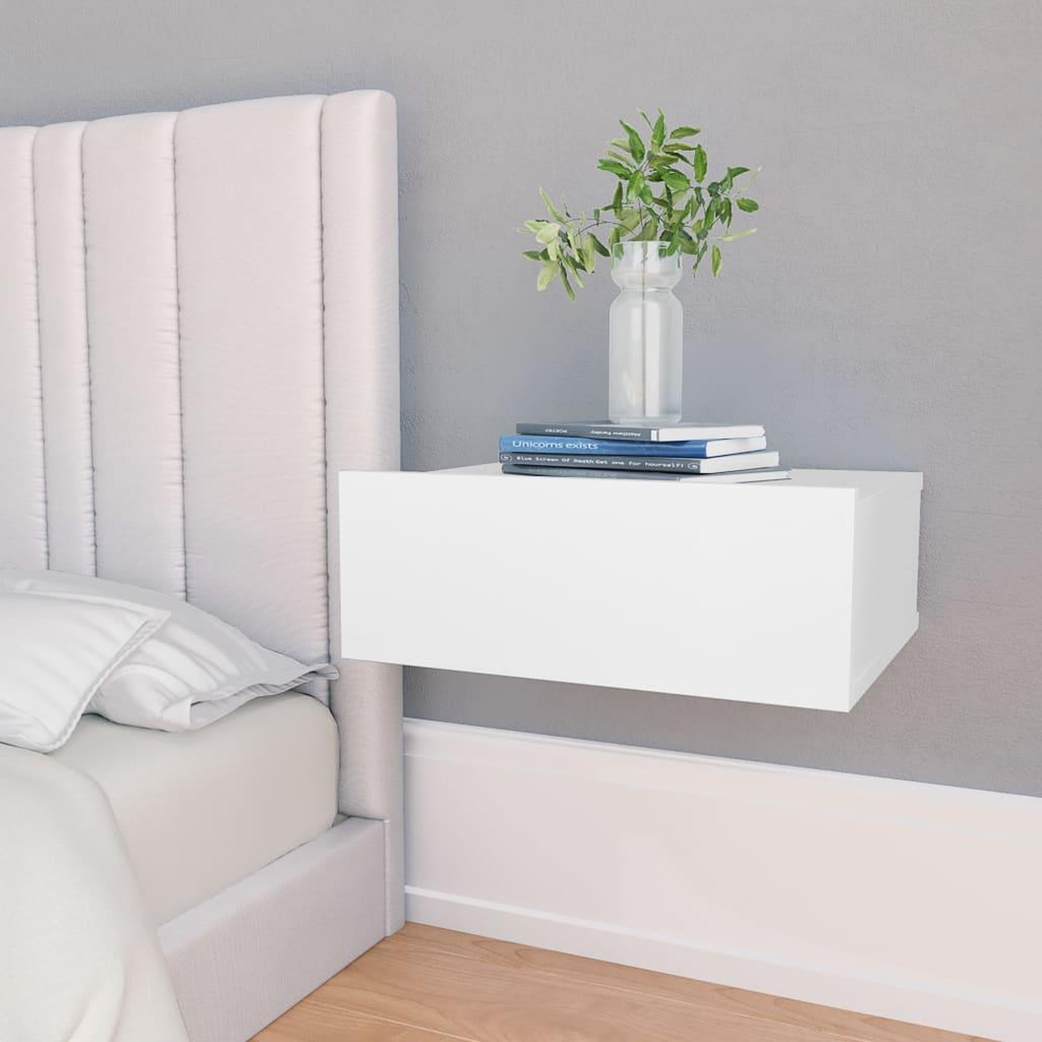 Voir la diapositive 1 : VIDAXL Tables de chevet flottantes 2 pcs Blanc bois d'ingenierie