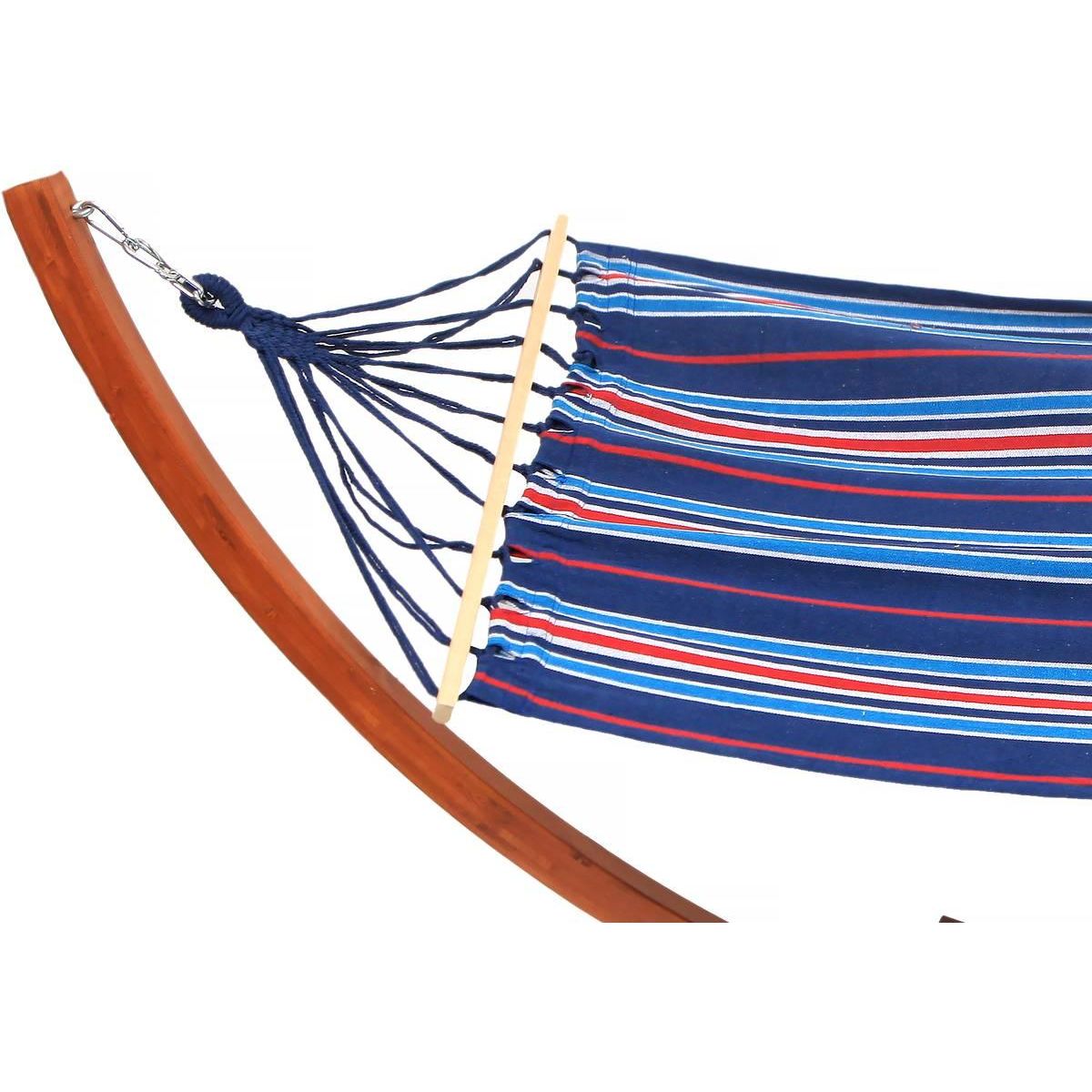 Habitat et Jardin Hamac bois avec toile en coton  Dallas  - 3 m - Bleu mélangé