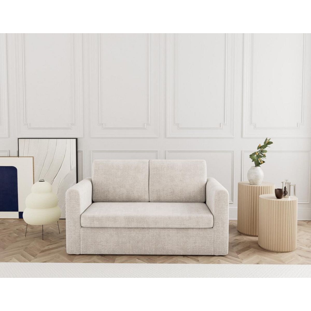 BEST MOBILIER Marilia - canapé 2 places convertible déplimousse en velours texturé