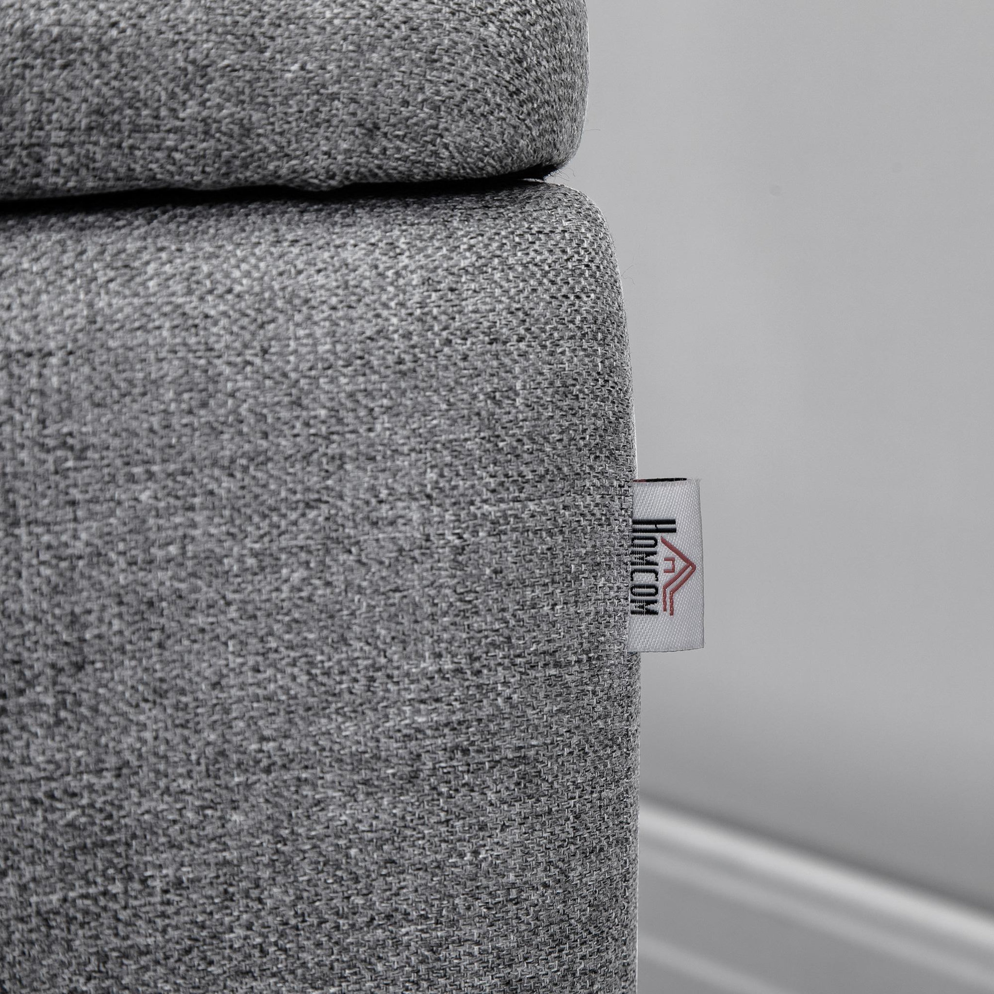 Voir la diapositive 4 : HOMCOM Banc coffre de rangement 2 en 1 dim. 102L x 40l x 39H cm piètement acier noir tissu gris