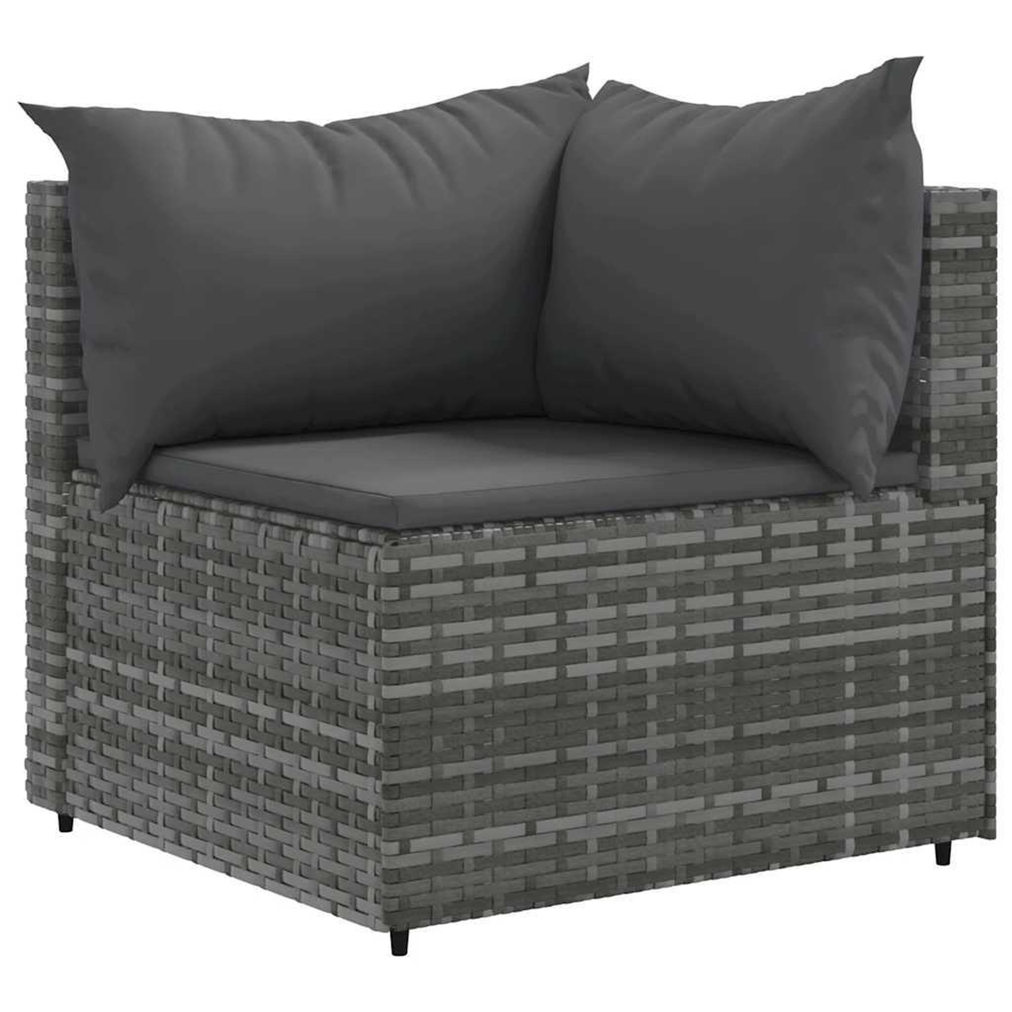 Voir la diapositive 3 : VIDAXL Salon de jardin 6 pcs avec coussins Gris Resine tressee