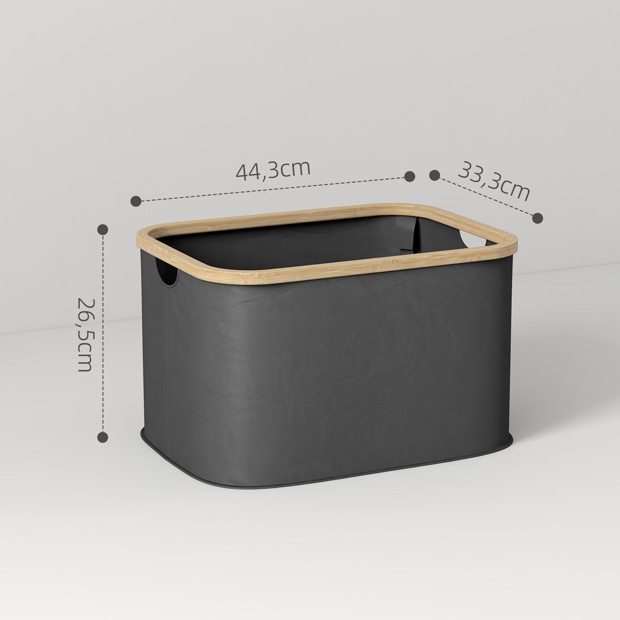 Voir la diapositive 3 : HOMCOM Panier à linge pliable 36l - corbeille à linge sale avec poignées - non tissé noir bambou