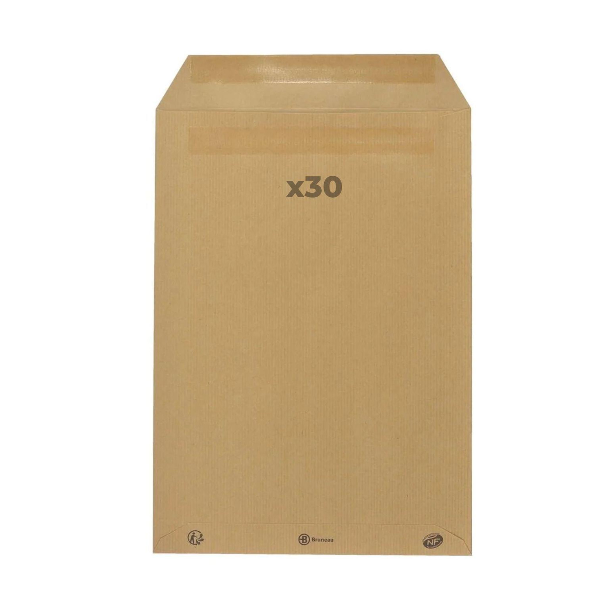 Voir la diapositive 1 : RAJA 30 enveloppes en papier kraft 90 g - 22,9 x 32,4 cm