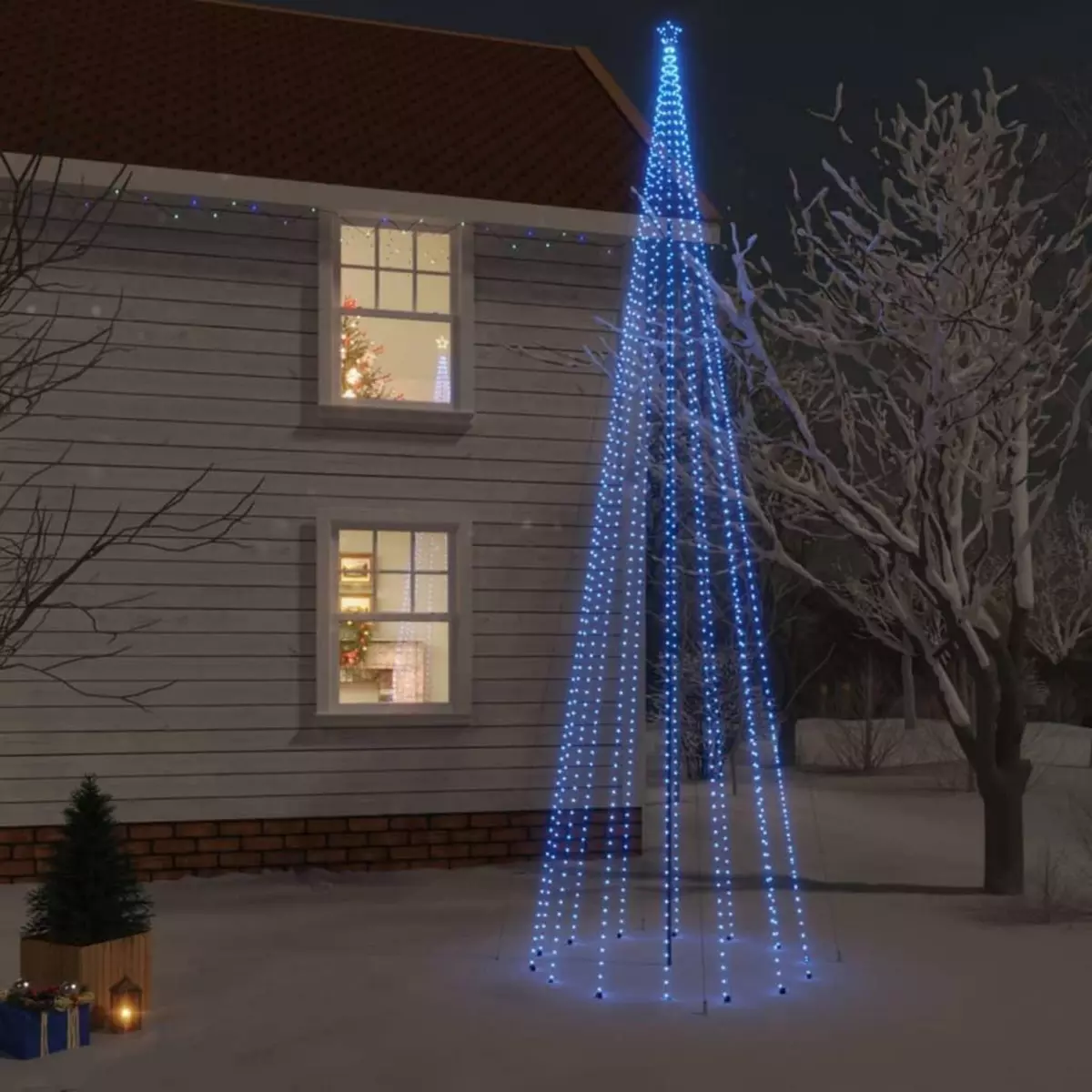 VIDAXL Sapin de Noël avec piquet 1134 LED Bleues 800 cm