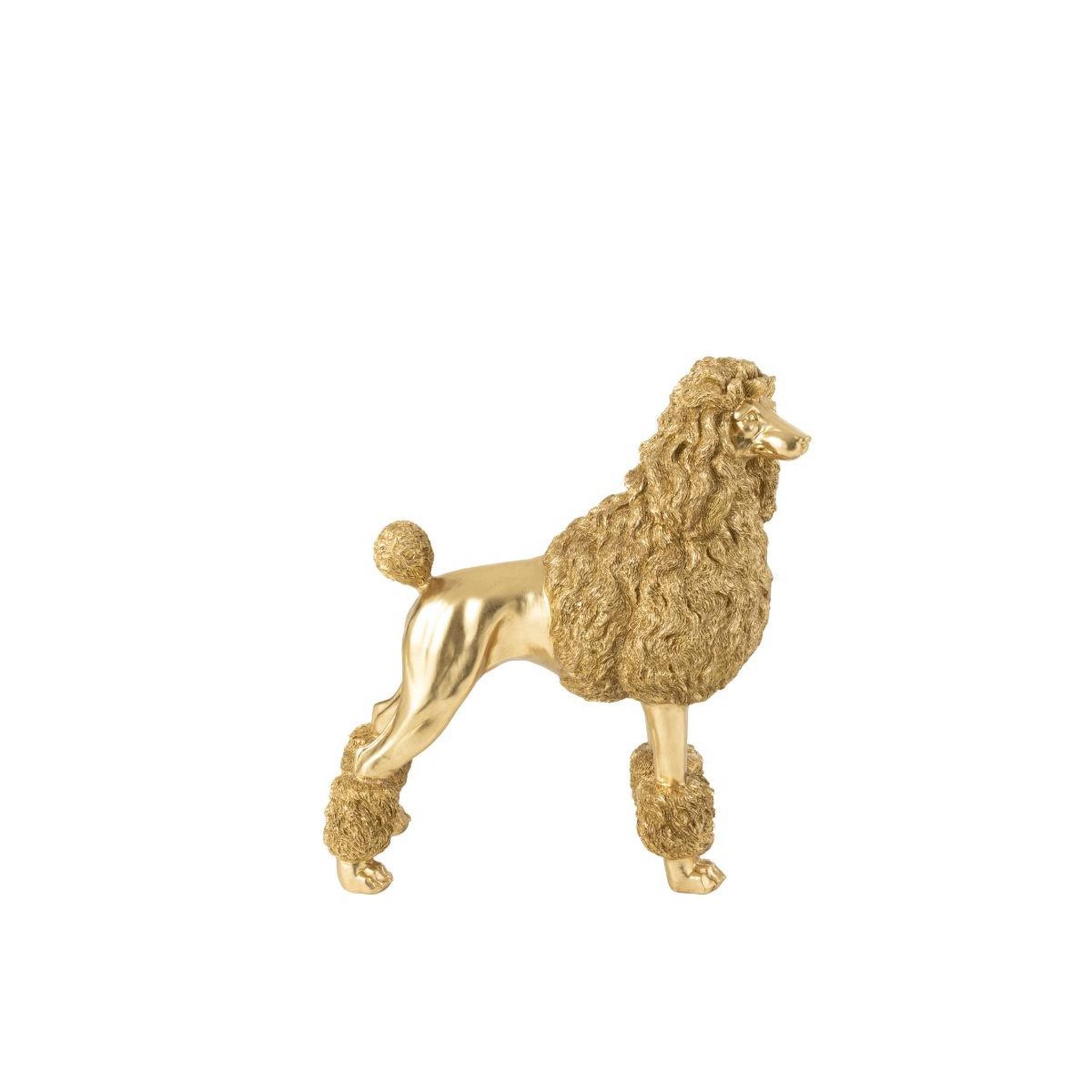 Voir la diapositive 2 : J-LINE Statue caniche debout  trina  66cm doré