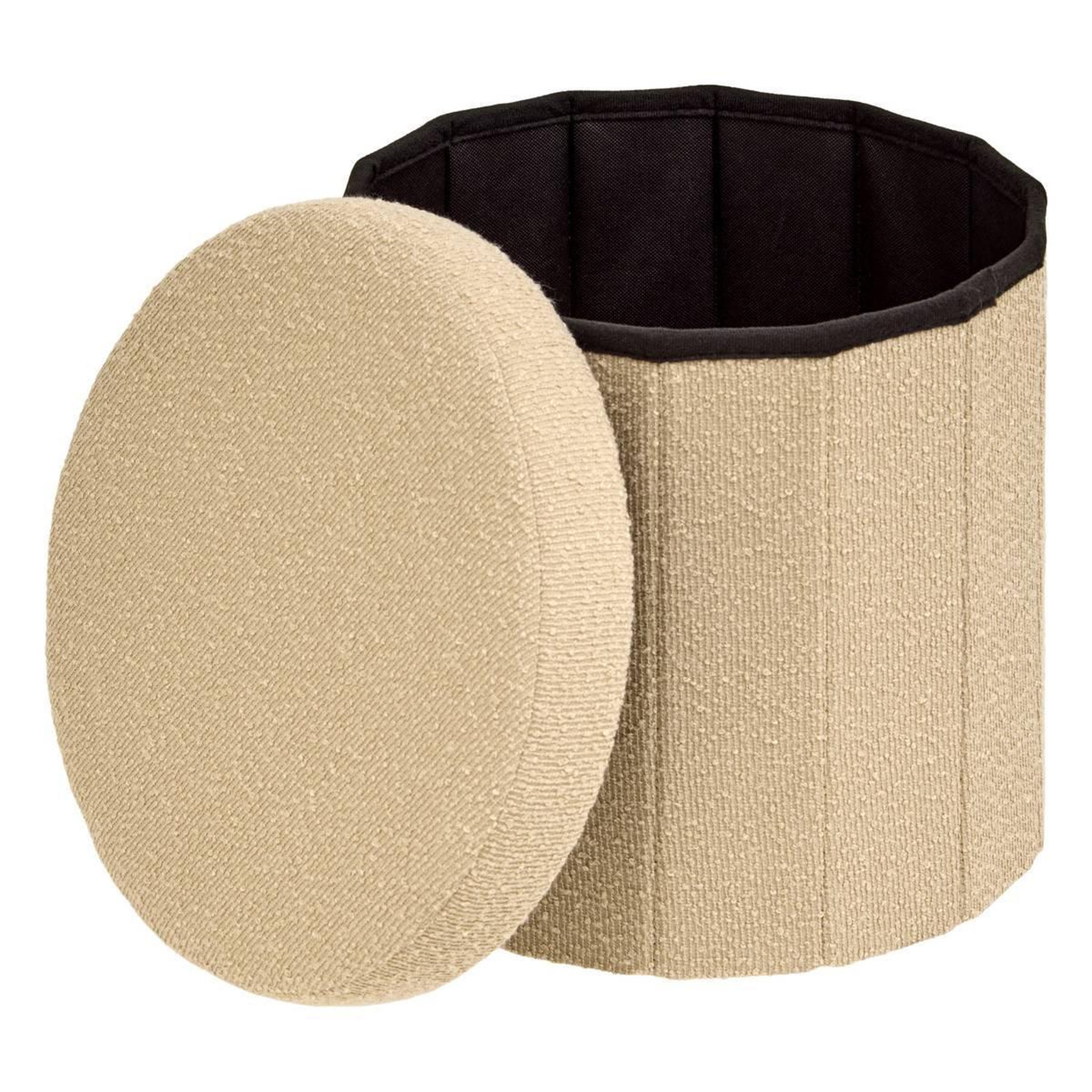 Voir la diapositive 2 : ATMOSPHERA Pouf Coffre Pliant Bouclette  Fink  38cm Beige