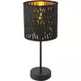 GLOBO Lampe à poser en velours design Tuxon - Diam. 15 x H. 35 cm - Noir