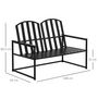 Voir la diapositive 3 : OUTSUNNY Banc de jardin design contemporain 2 places dim. 108L x 63l x 80H cm métal époxy noir