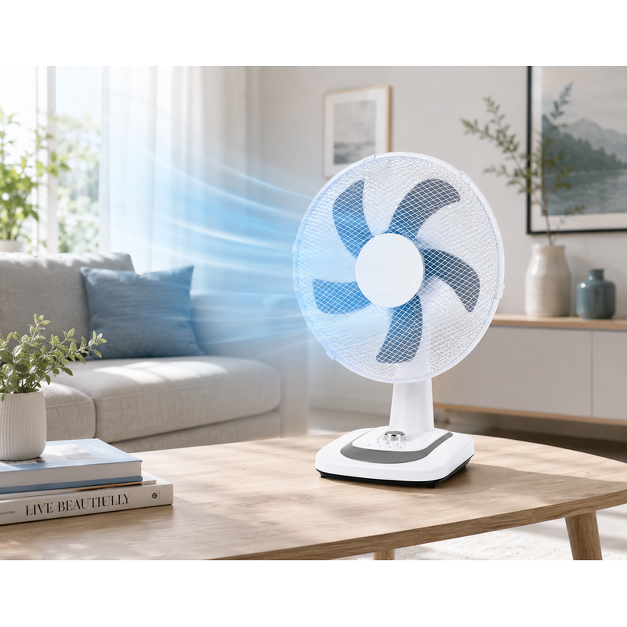 Voir la diapositive 3 : Ventilateur de table 40 cm – 50w avec minuteur