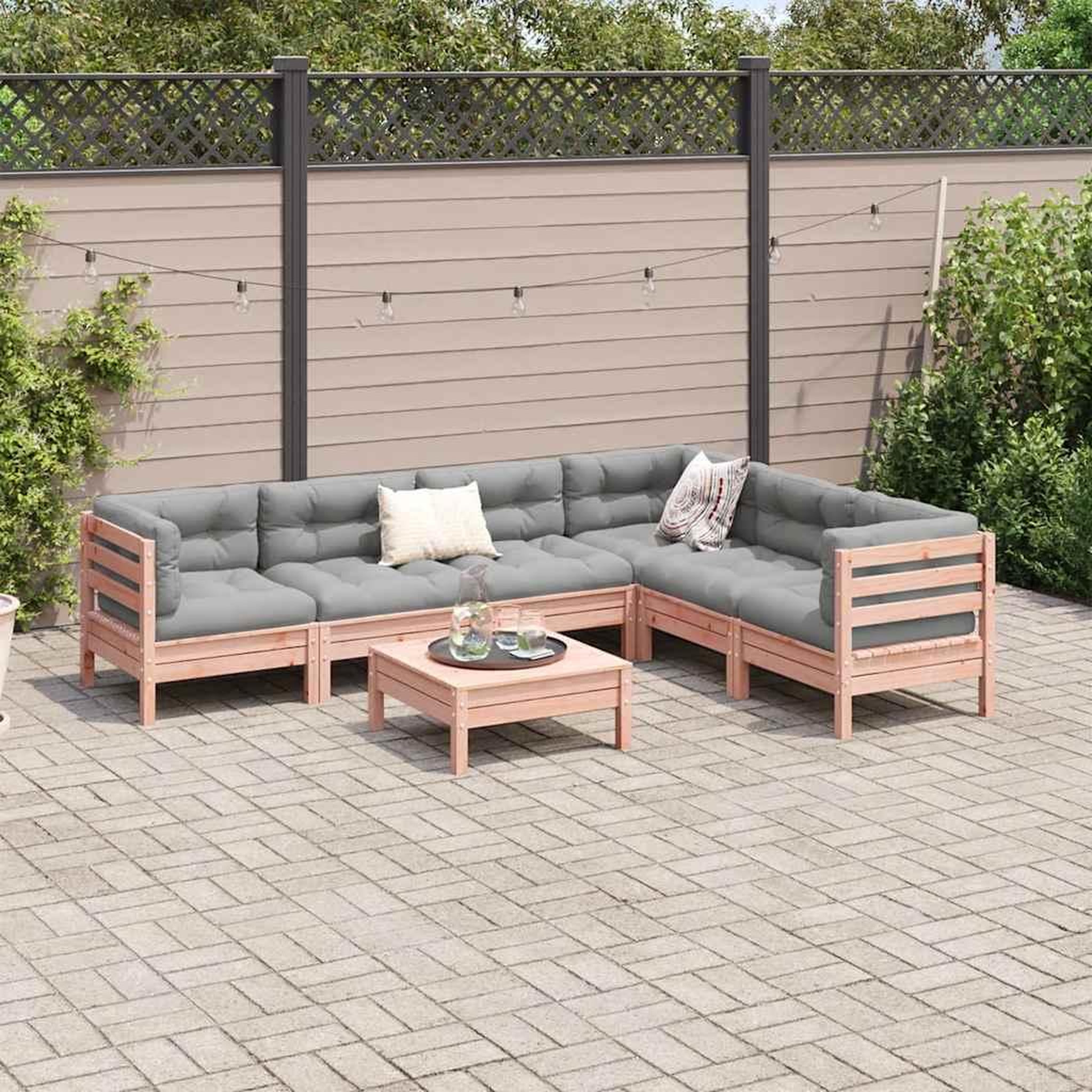 Voir la diapositive 3 : VIDAXL Salon de jardin 7 pcs et coussins bois massif sapin de douglas