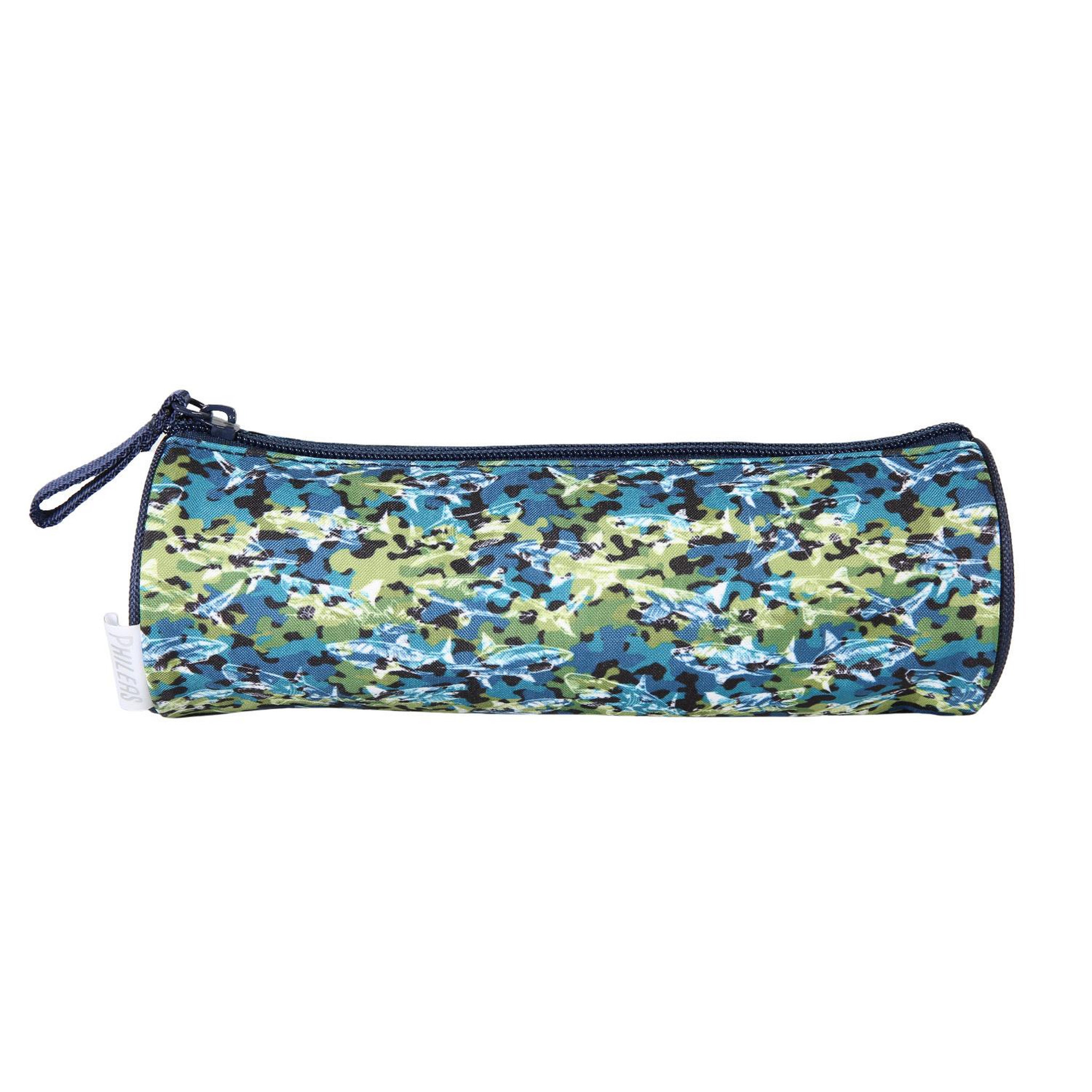 Bagtrotter Bagtrotter - Phileas - Requins - Trousse Scolaire Ronde - Marine - 1 Compartiment Zippé - 22x7x7cm - Matière Polyester - Accessoire et Papeterie Scolaire