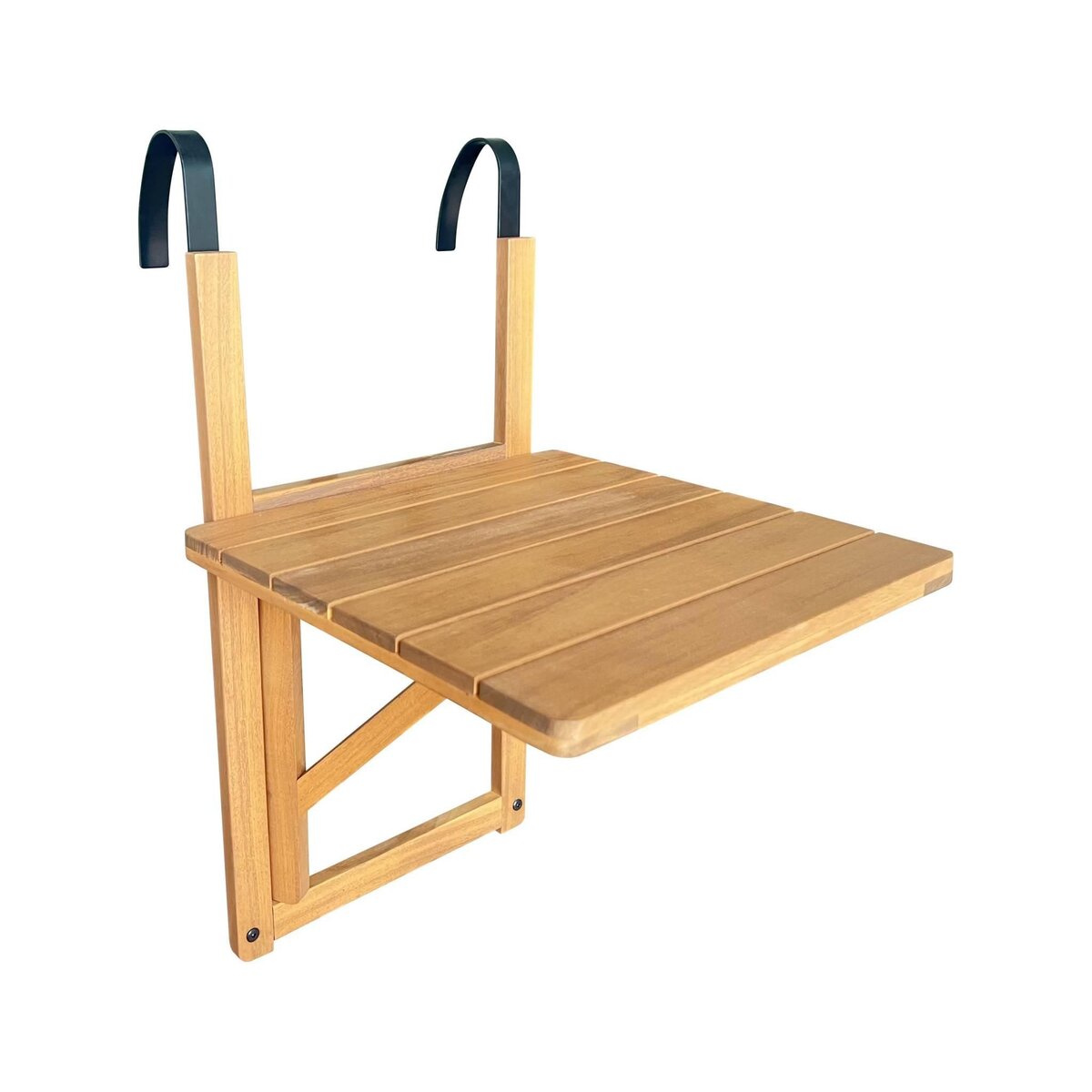 SWEEEK Table d'appoint en bois pour balcon. carrée. rabattable. hauteur ajustable