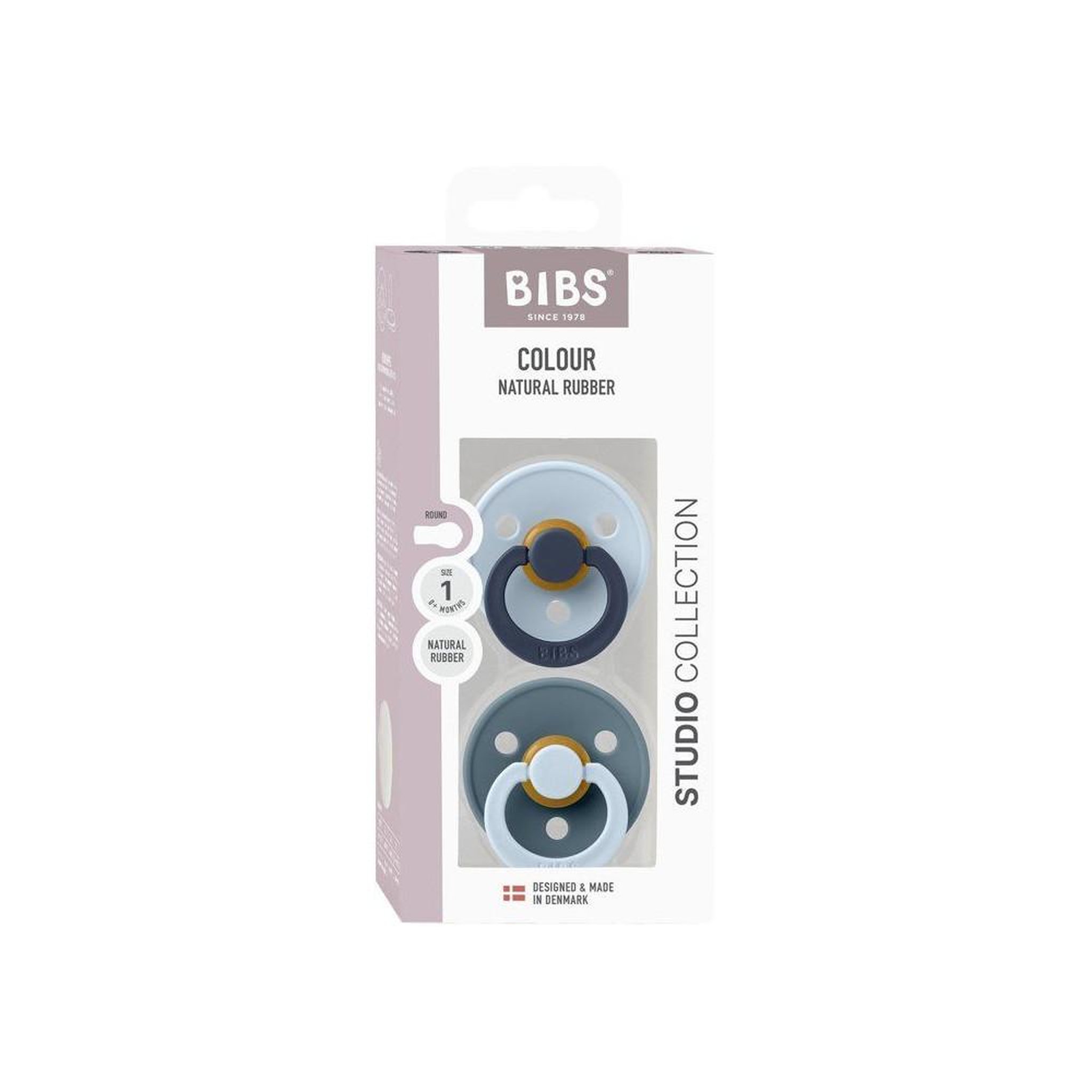 Voir la diapositive 3 : BIBEE Bibs studio colour sucette bébé ronde t1 en caoutchouc naturel blue mix petrol, lot de 2