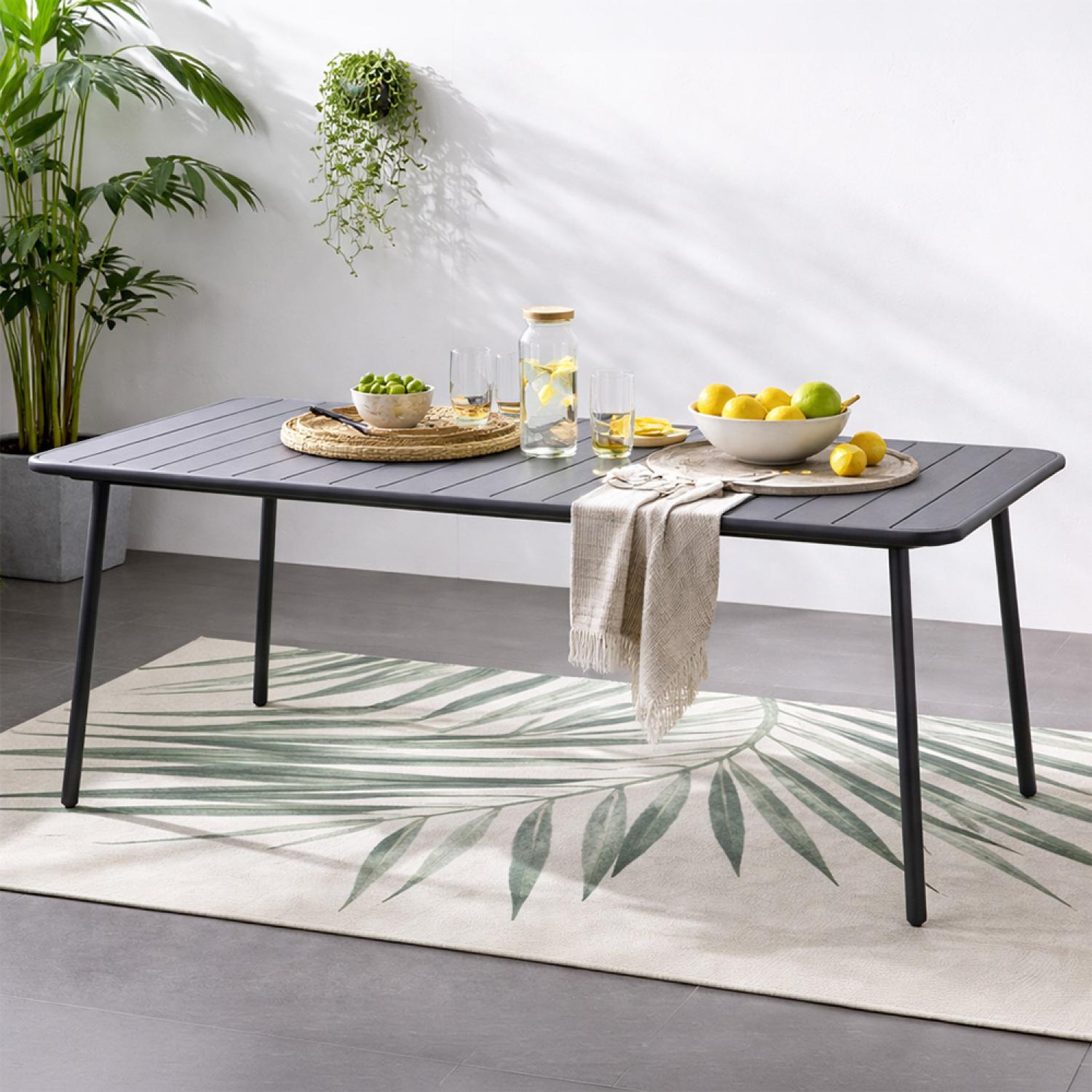 Voir la diapositive 6 : CONCEPT USINE Table de jardin 6 places 160cm gris foncé bergame