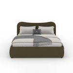 CONCEPT USINE Lit coffre 140x190cm design arrondi velours côtelé vert PLANO