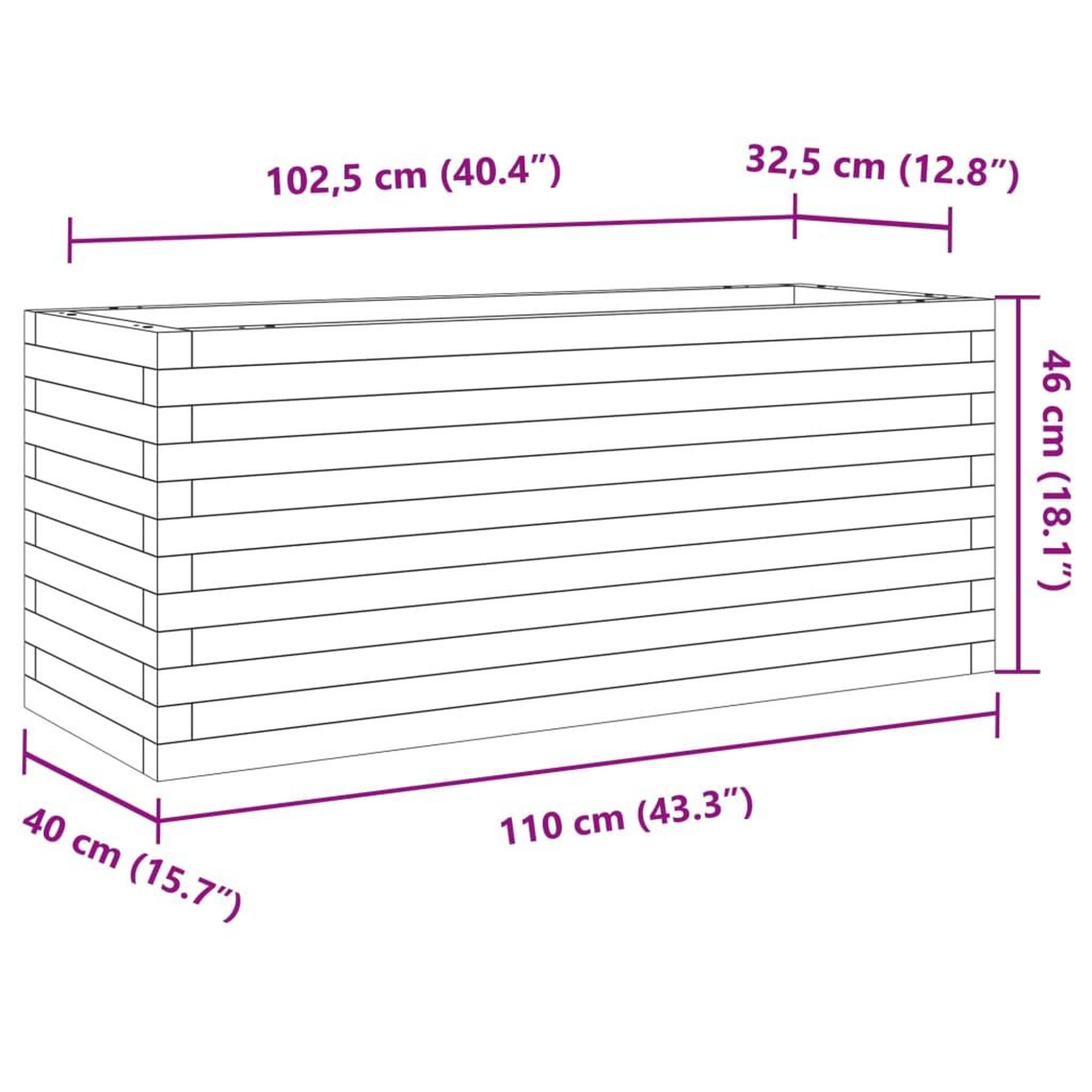 Voir la diapositive 6 : VIDAXL Jardiniere cire marron 110x40x46 cm bois de pin massif