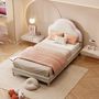 Voir la diapositive 5 : MERAX Lit simple enfant rembourré 90x200cm velours coloris beige